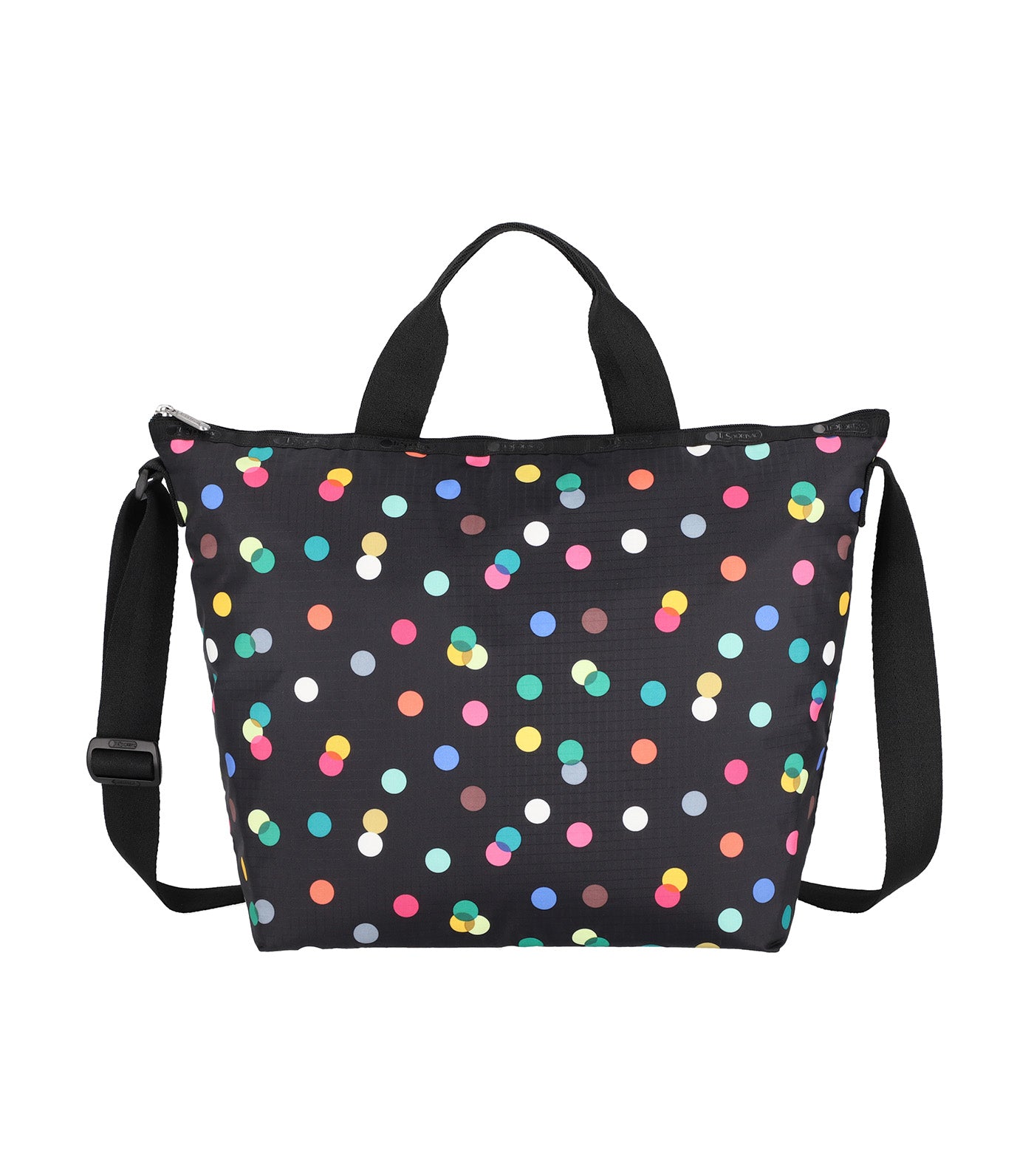 LeSportsac Deluxe Easy Carry Tote Multi Color Dots Black