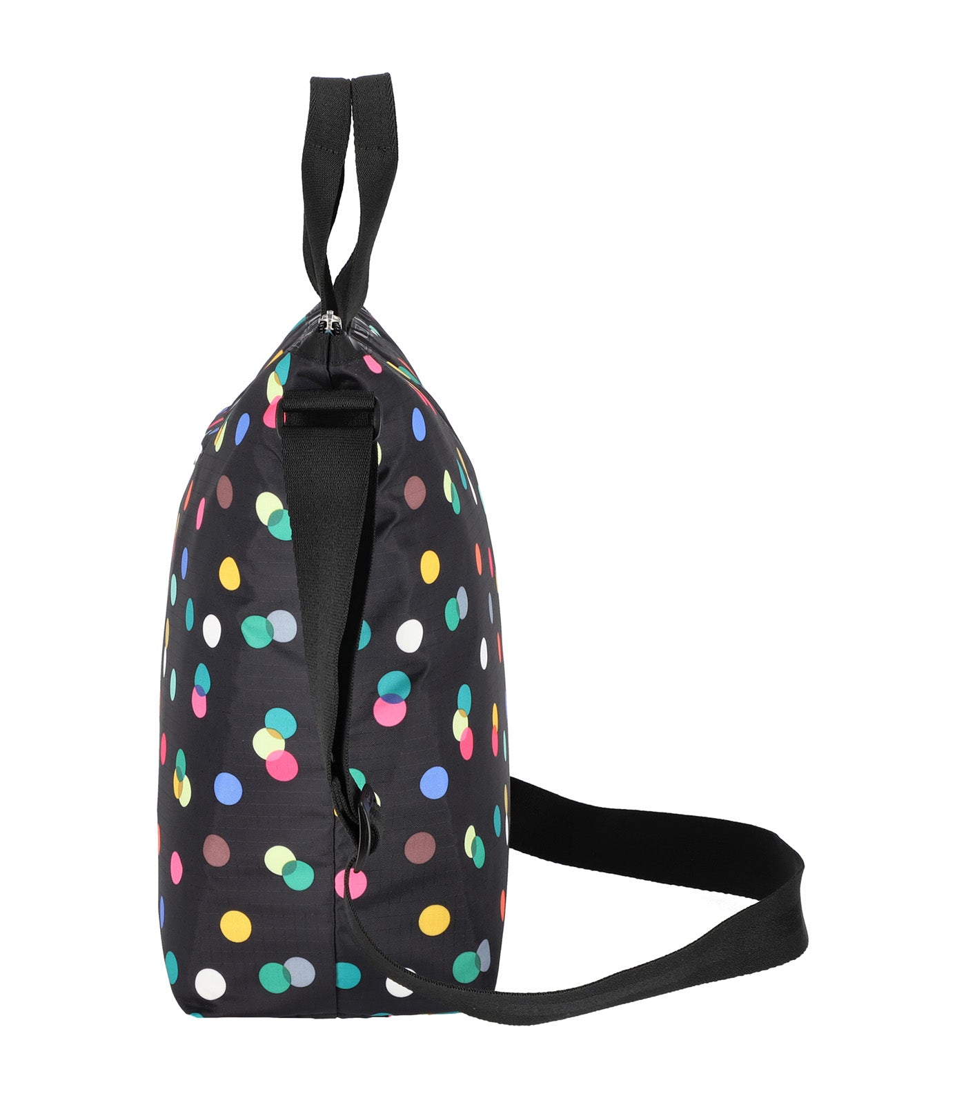 Deluxe Easy Carry Tote Multi Color Dots Black