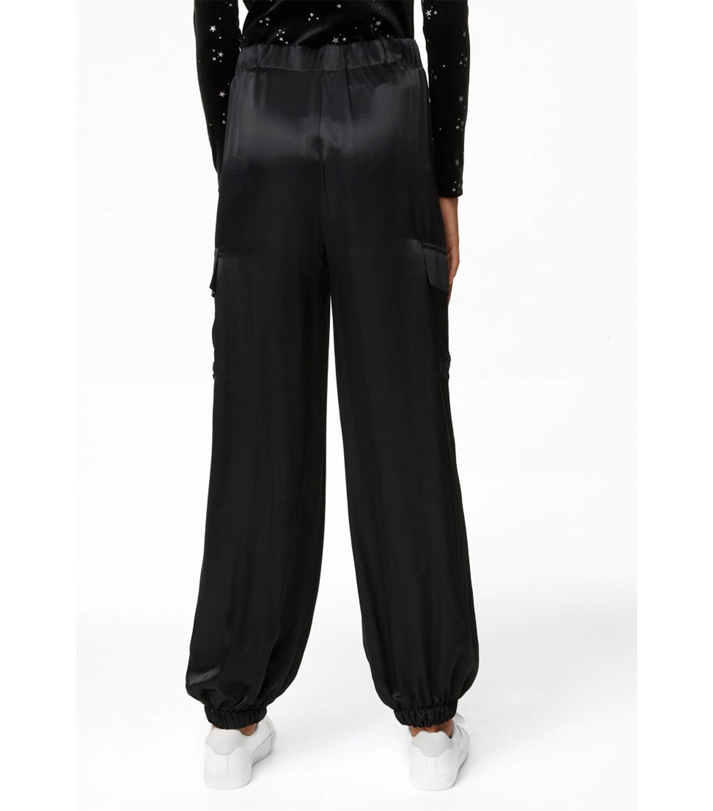 Satin Cargo Trousers Black