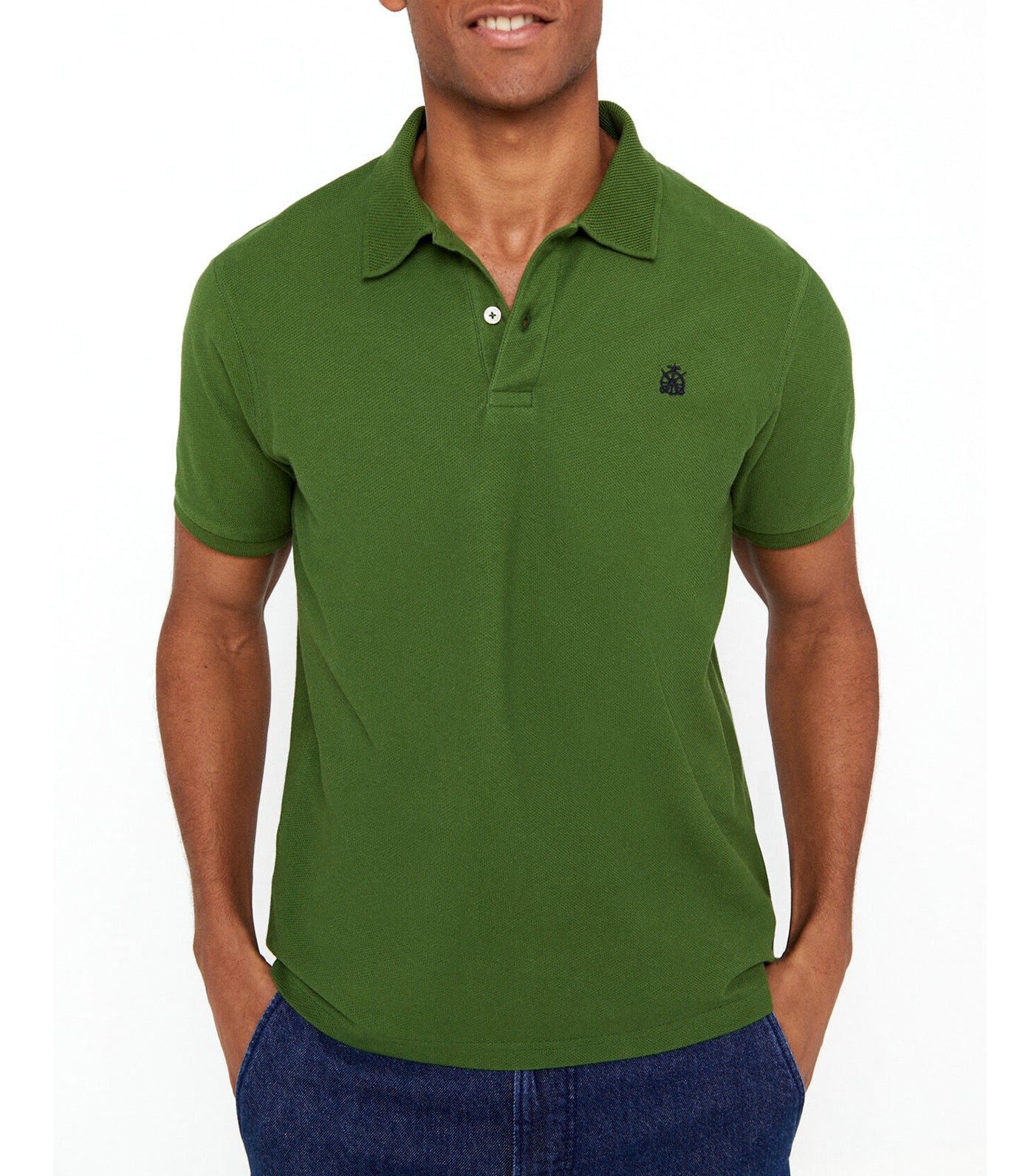 Jacquard Neck Polo Shirt Green