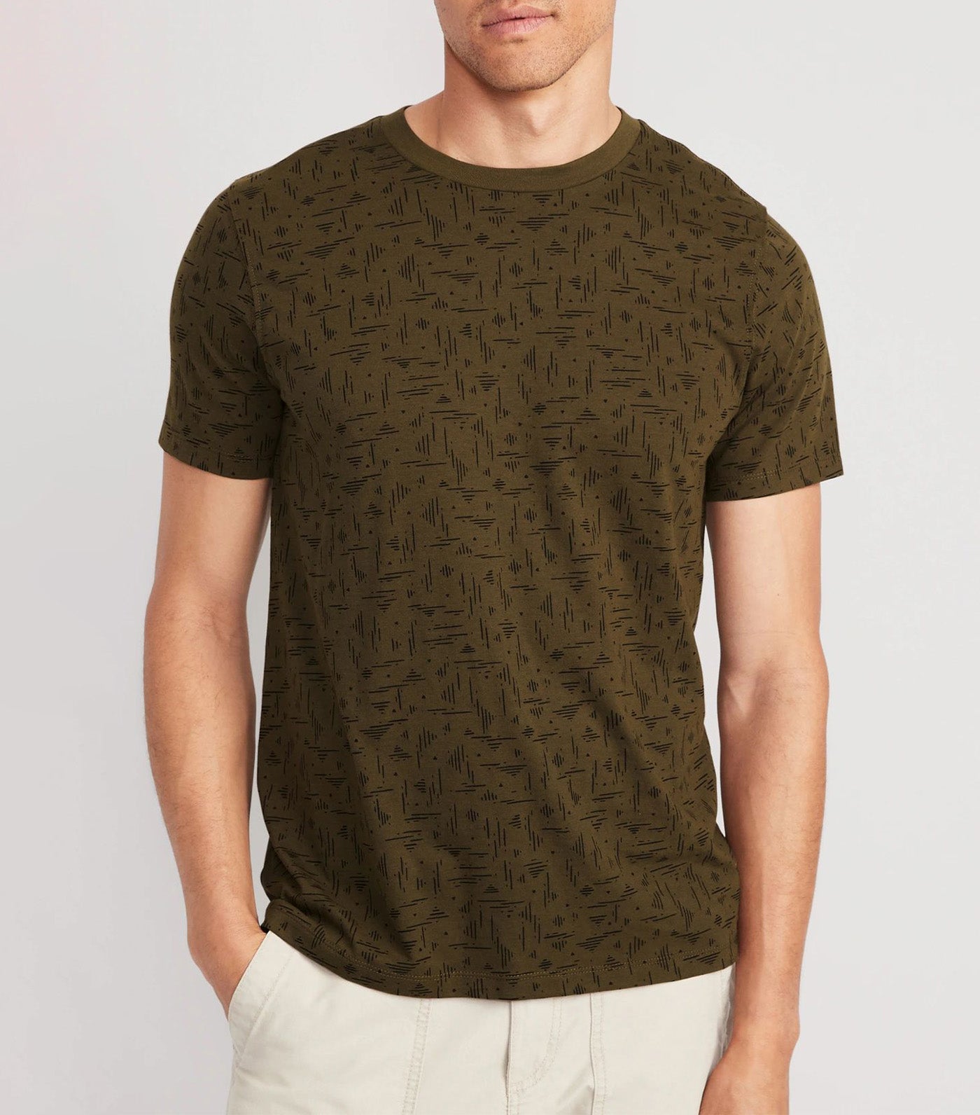 Soft-Washed Printed Crew-Neck T-Shirt for Men Geo