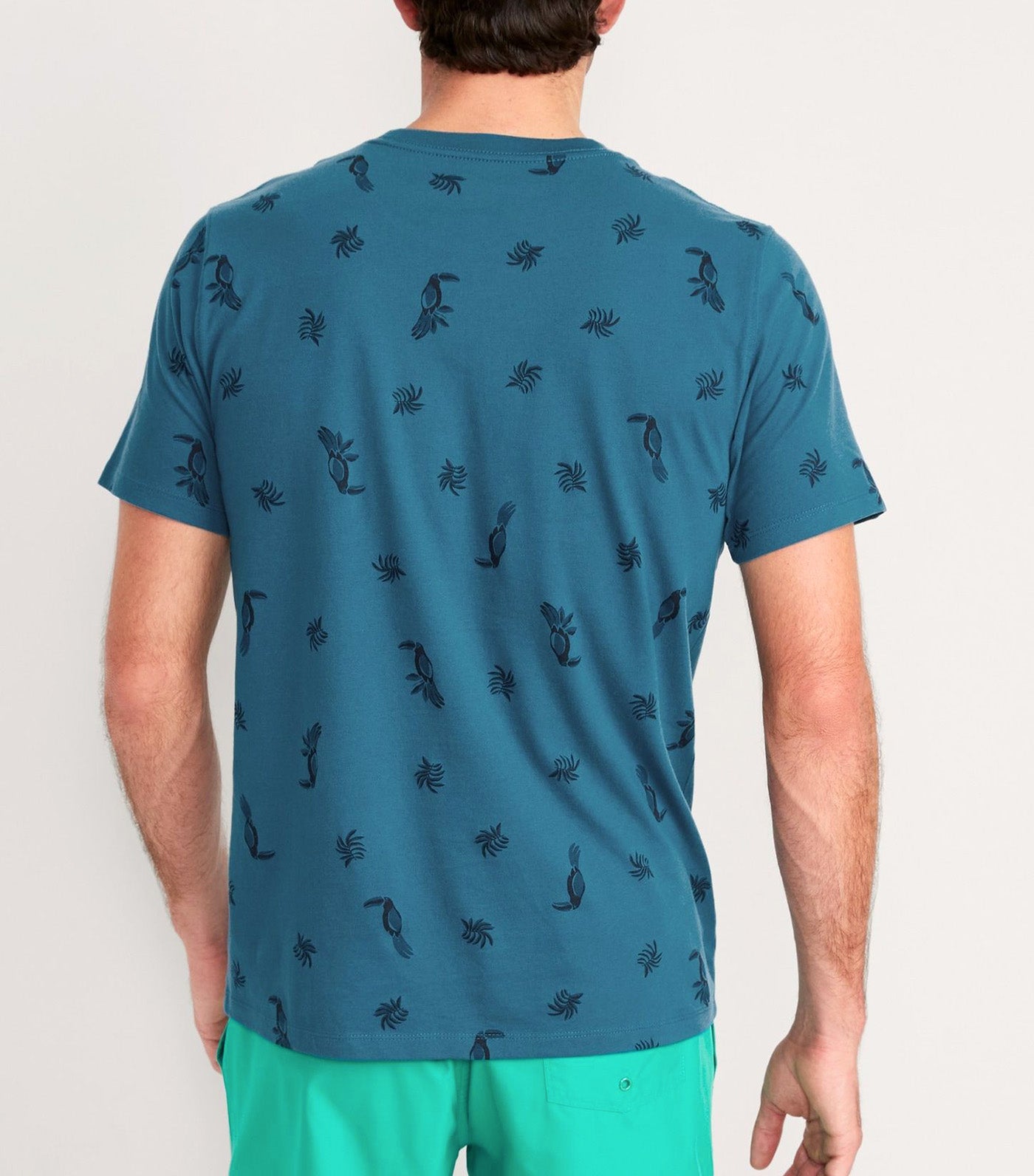 Soft-Washed Printed Crew-Neck T-Shirt for Men Toucan Pattern