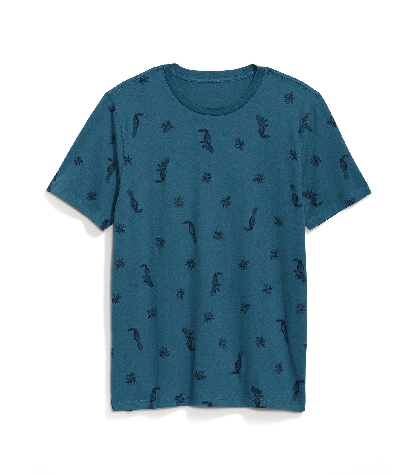 Soft-Washed Printed Crew-Neck T-Shirt for Men Toucan Pattern