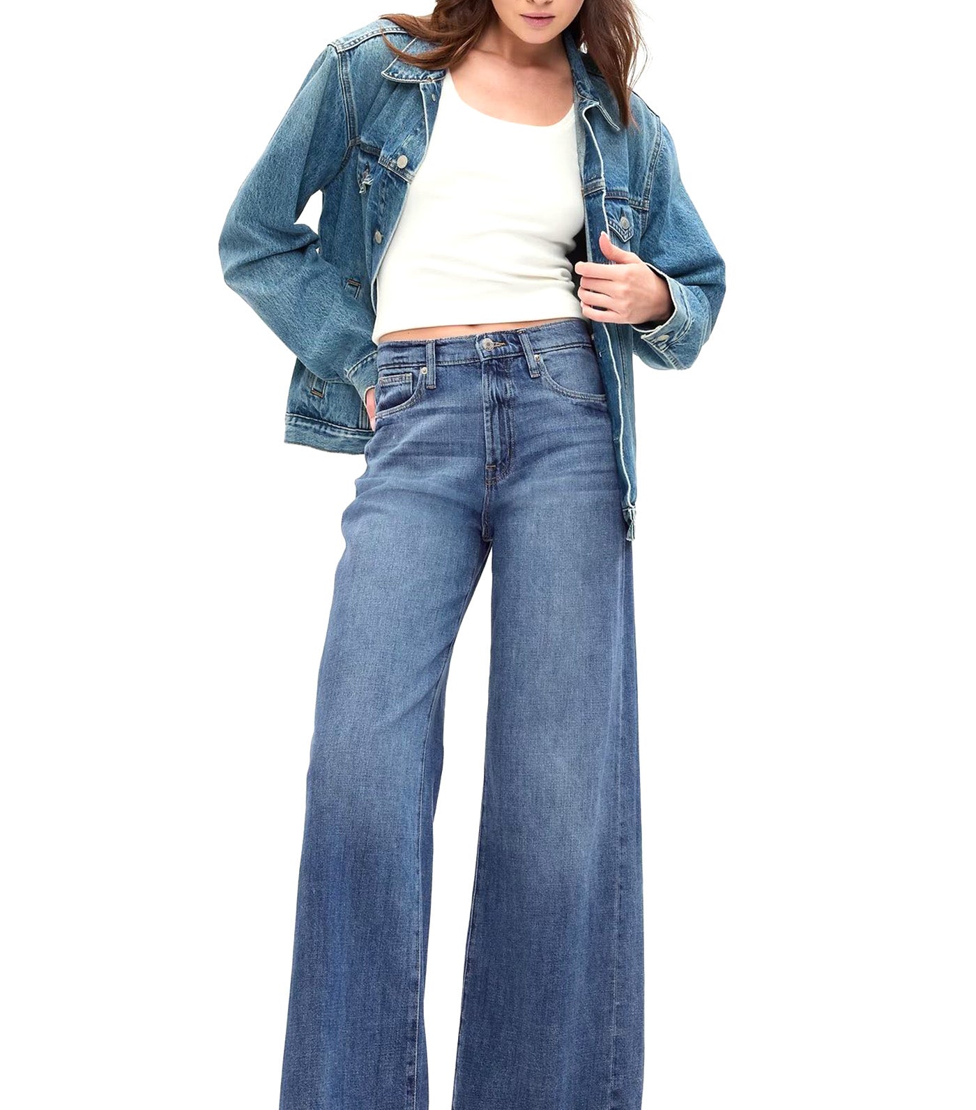 High Rise Wide-Leg Jeans Medium Wash