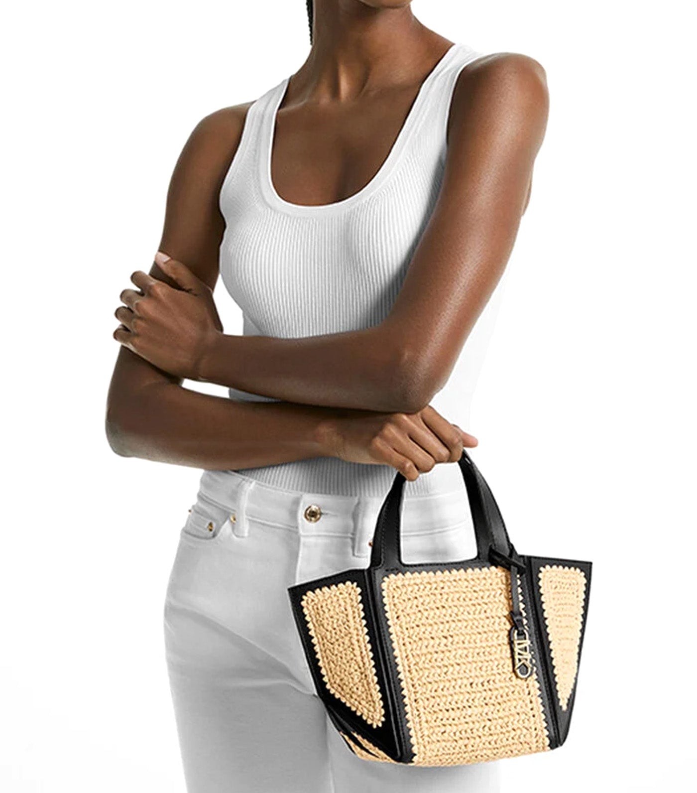 Jordi Small Hand-Crocheted and Leather Tote Bag