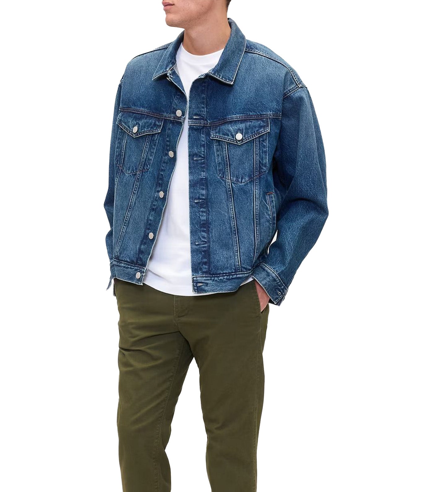 GAP Essential Khakis in Straight Fit with GapFlex Army Jacket Green V2