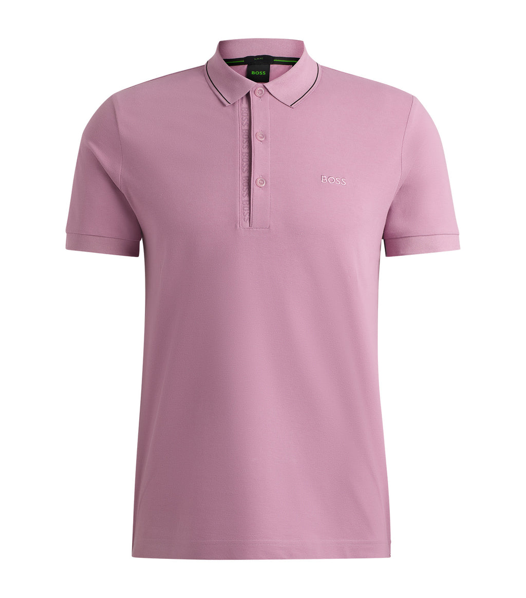 Cotton-Piqué Slim-Fit Polo Shirt with Tonal Logo Light/Pastel Purple