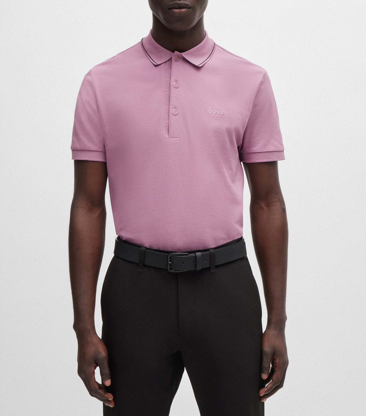 Cotton-Piqué Slim-Fit Polo Shirt with Tonal Logo Light/Pastel Purple
