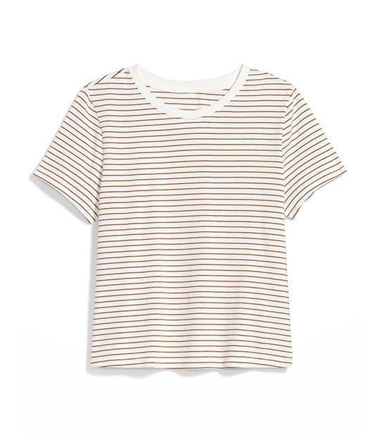 Striped Slim-Fit T-Shirt for Women Earth Brown Stripe