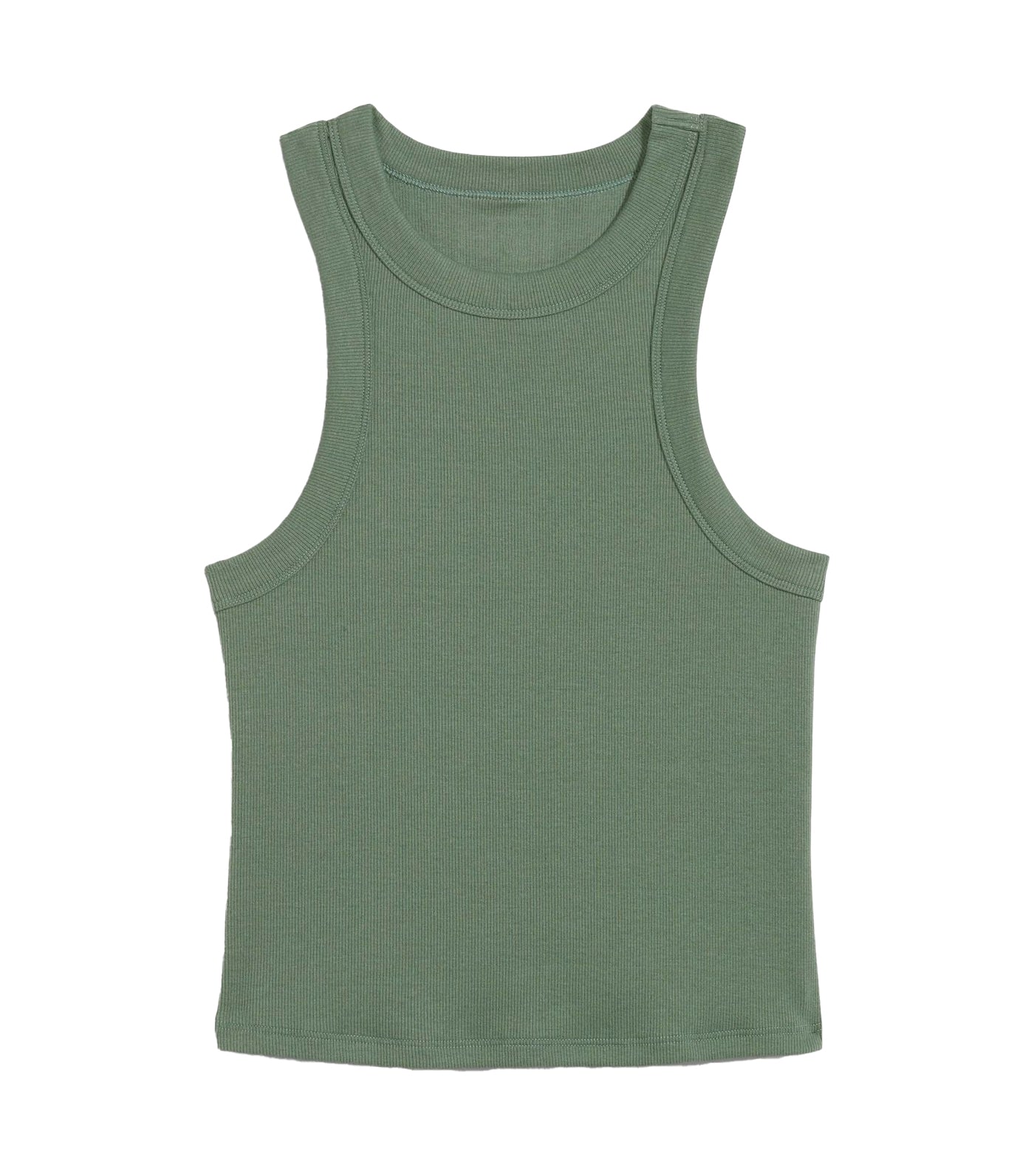 Rib-Knit Cropped Tank Top for Women Dried Herb