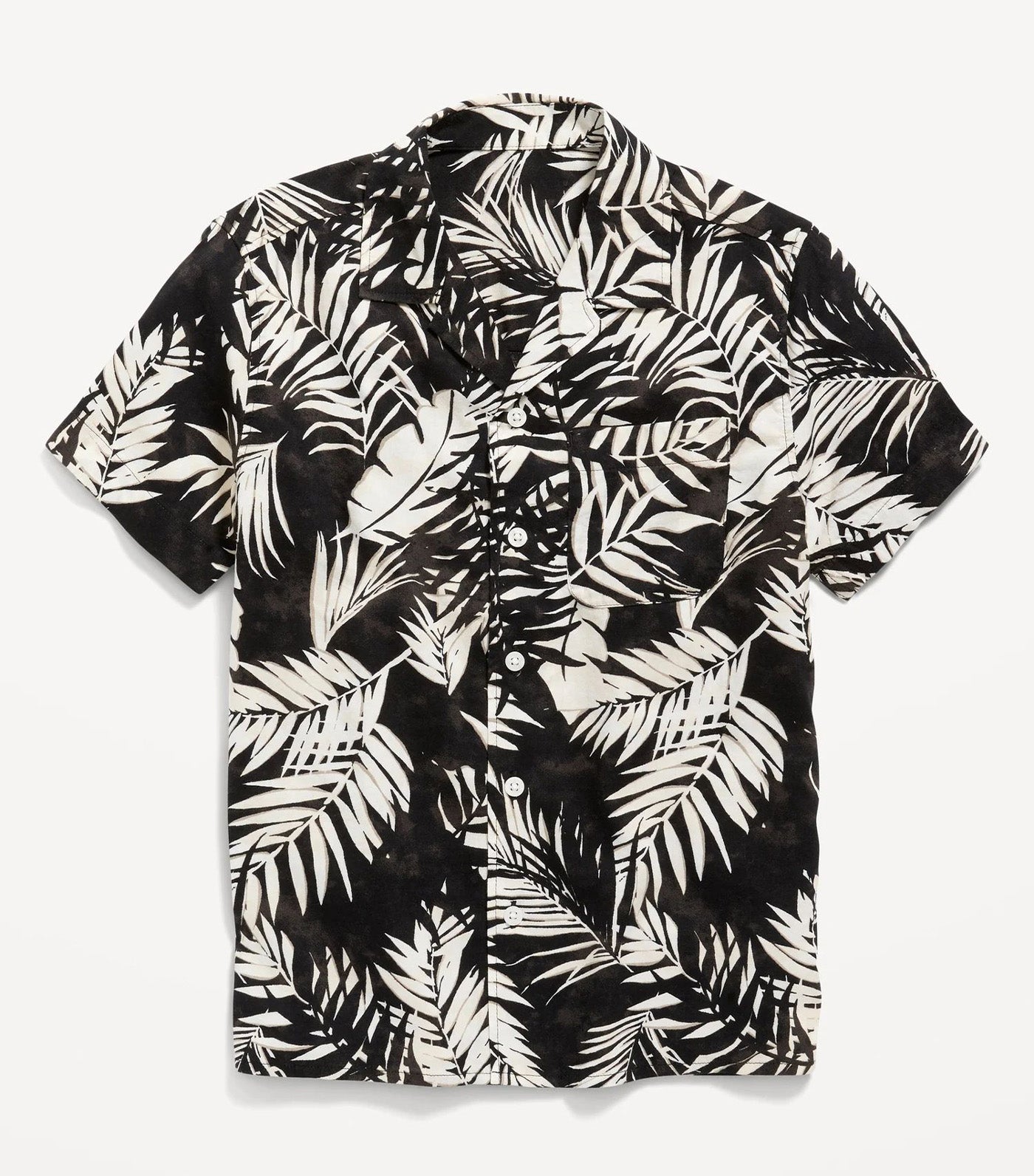 Short-Sleeve Printed Camp Shirt for Boys - Black Floral