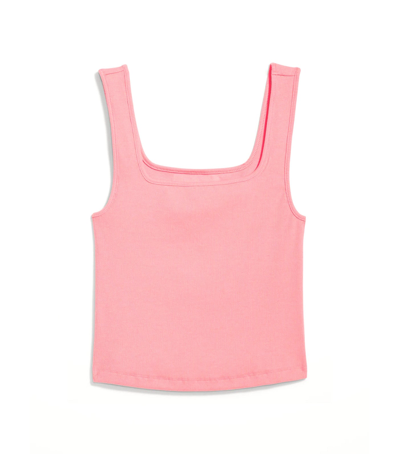 Fitted Square-Neck Ultra-Cropped Rib-Knit Tank Top for Women