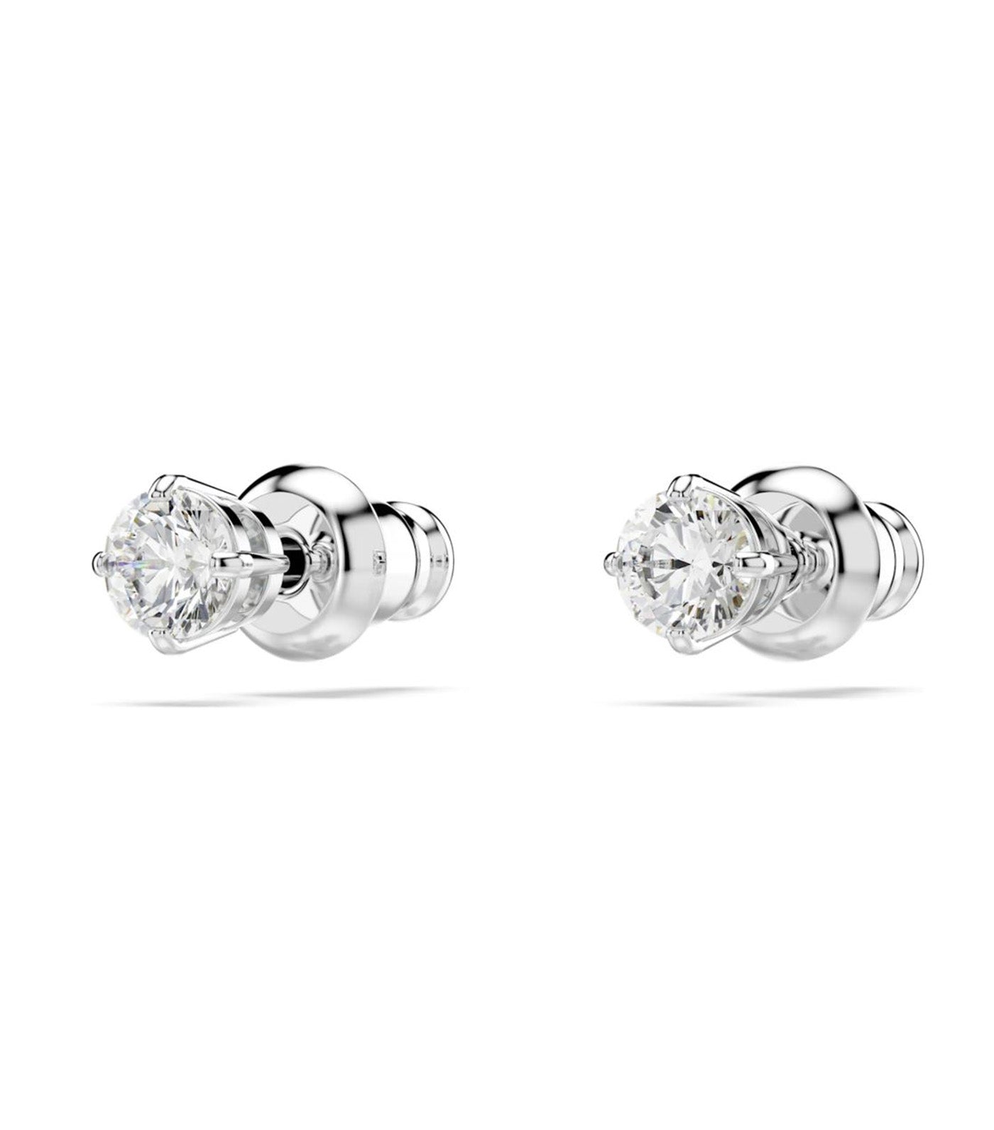 Attract Stud Earrings Round Cut White Rhodium Plated