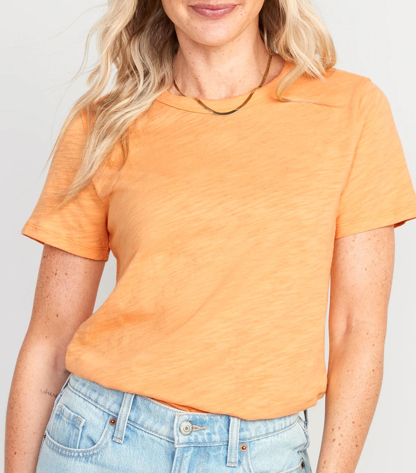 EveryWear Slub-Knit T-Shirt for Women Mango Sorbet