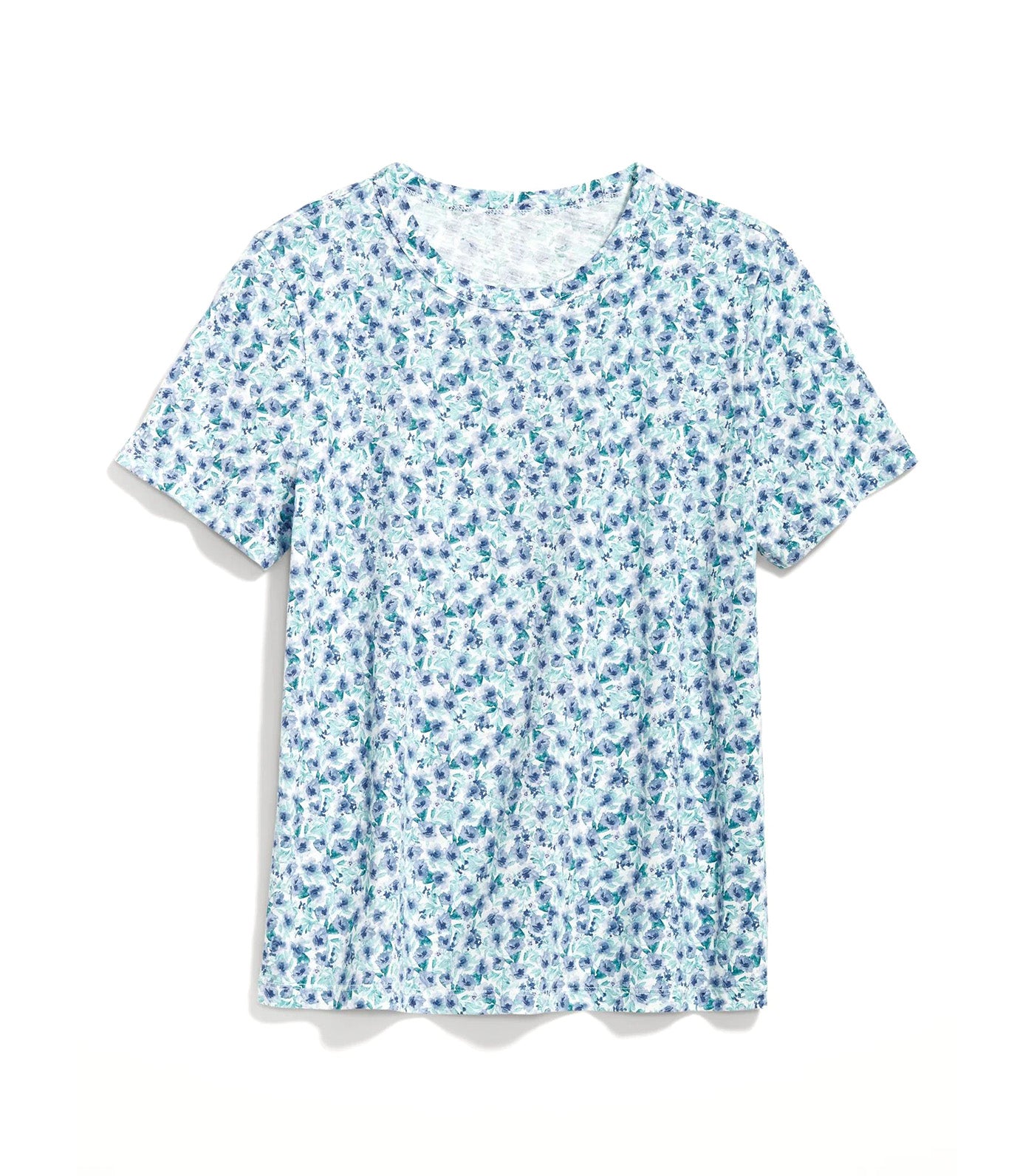 EveryWear Printed Slub-Knit T-Shirt for Women Blue Floral