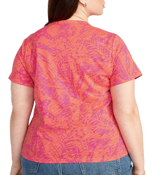 EveryWear Printed Slub-knit T-shirt For Women Pink Seashells