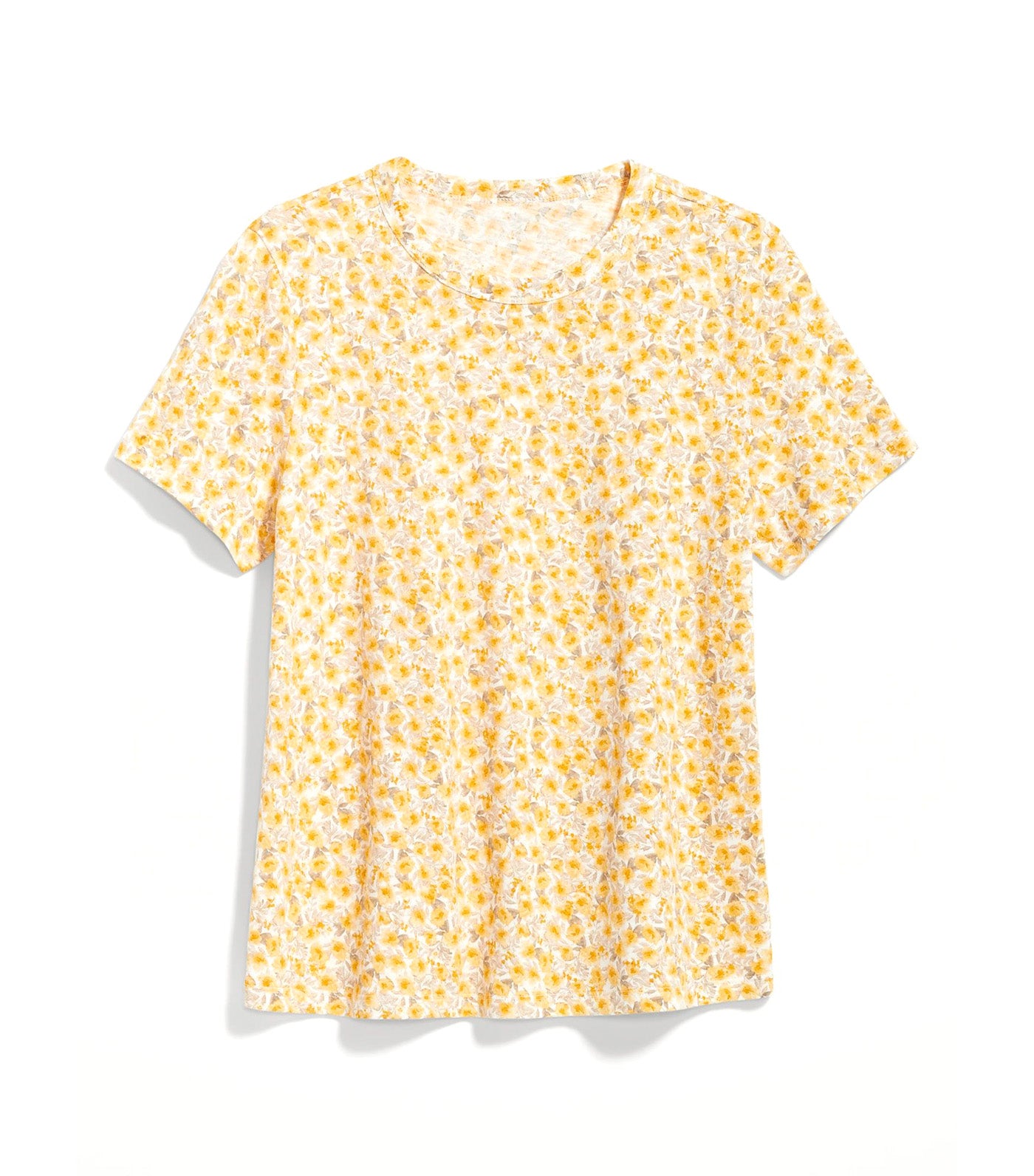 EveryWear Printed Slub-Knit T-Shirt for Women Yellow Floral