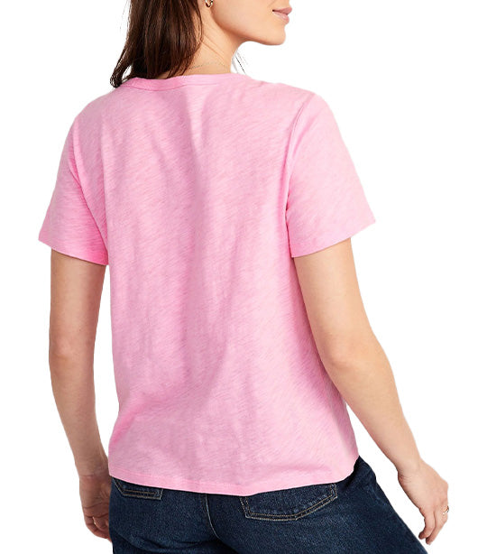 EveryWear Slub-knit T-shirt For Women Pink Edge Neon Poly