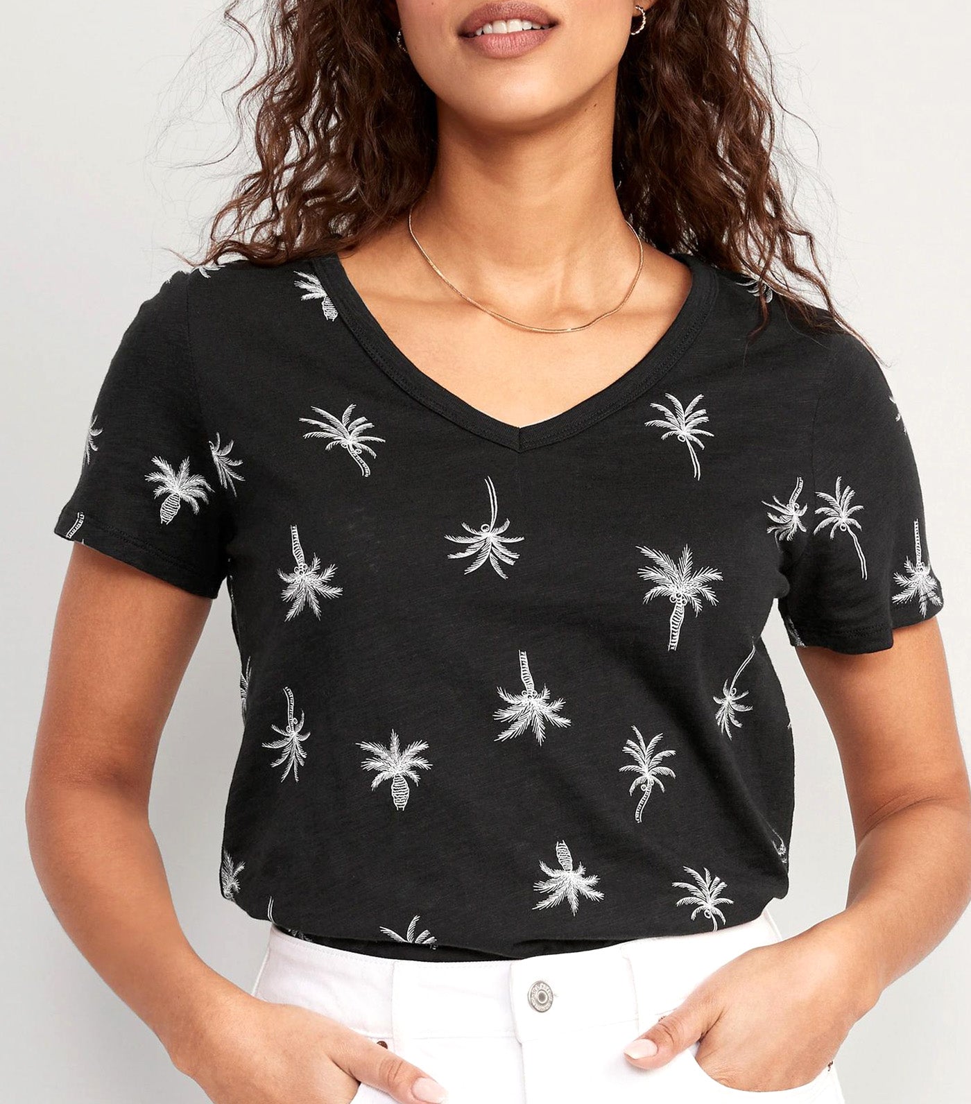 EveryWear Printed Slub-Knit T-Shirt for Women Palms