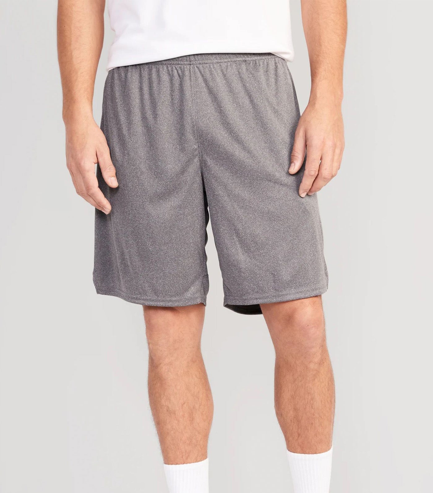 Go-Dry Mesh Basketball Shorts for Men -- 9-inch inseam Heathered Graphite B50