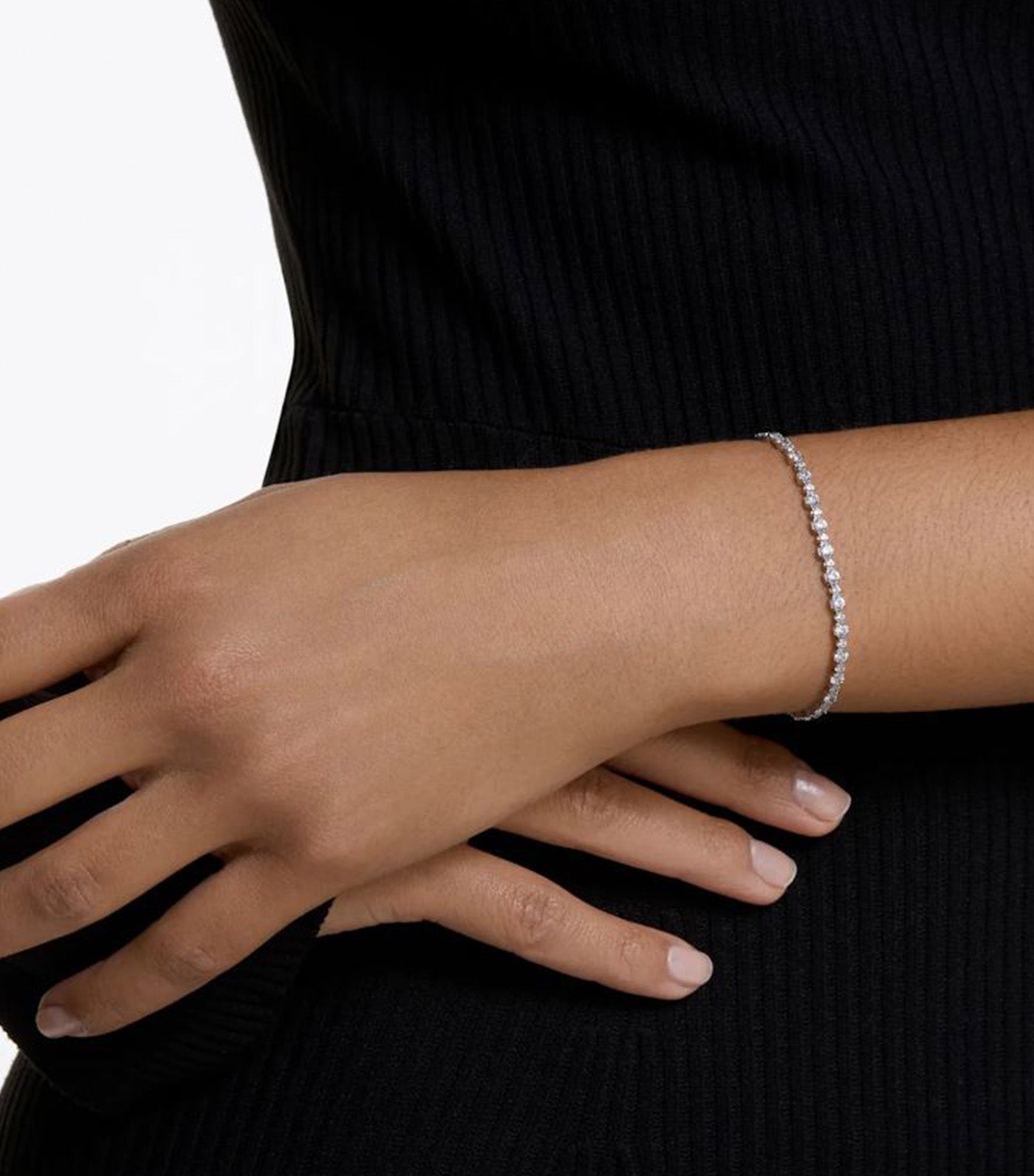 Subtle Trilogy Bracelet Round Cut White Rhodium Plated