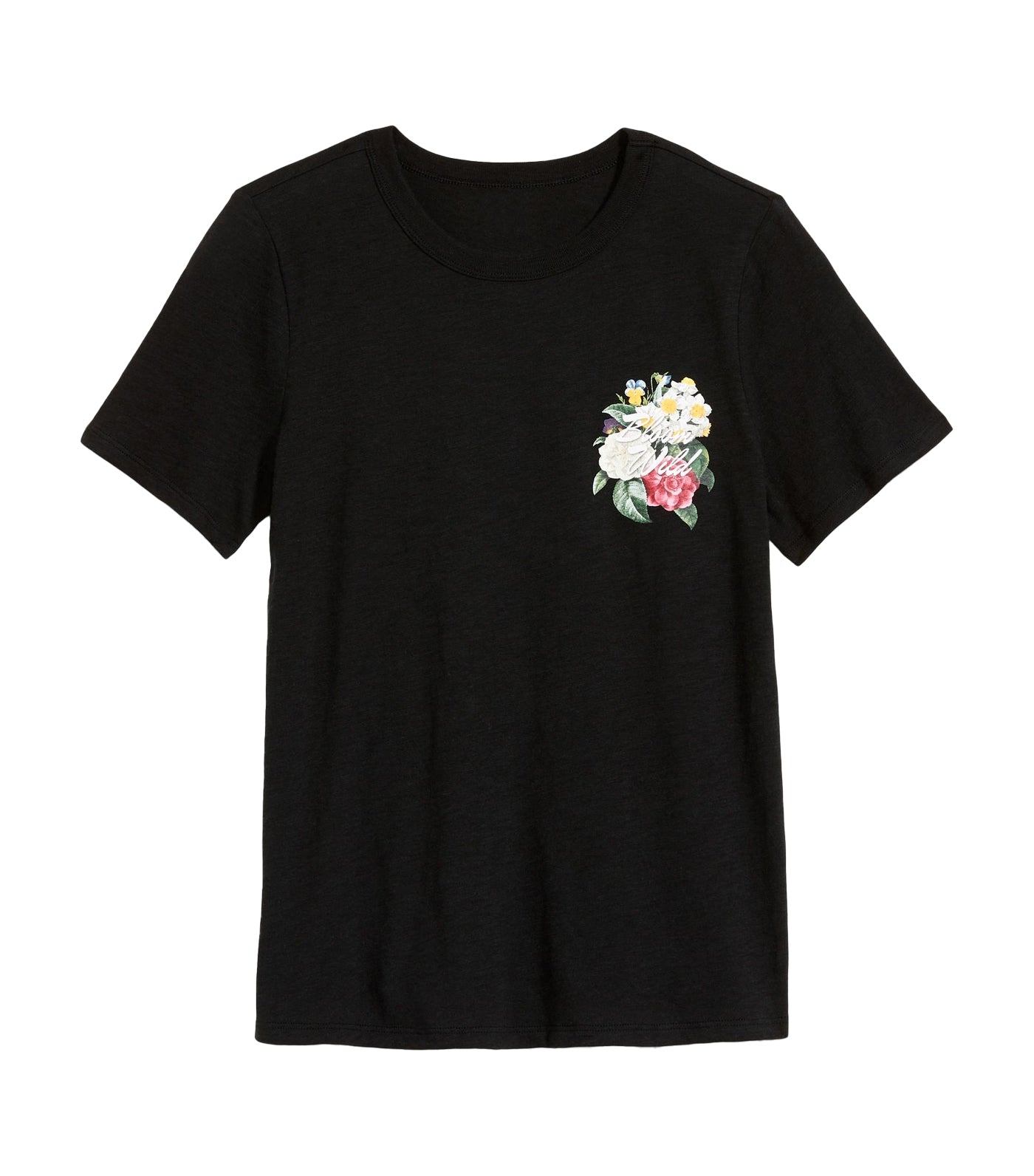 EveryWear Slub-Knit Graphic T-Shirt for Women Black Jack