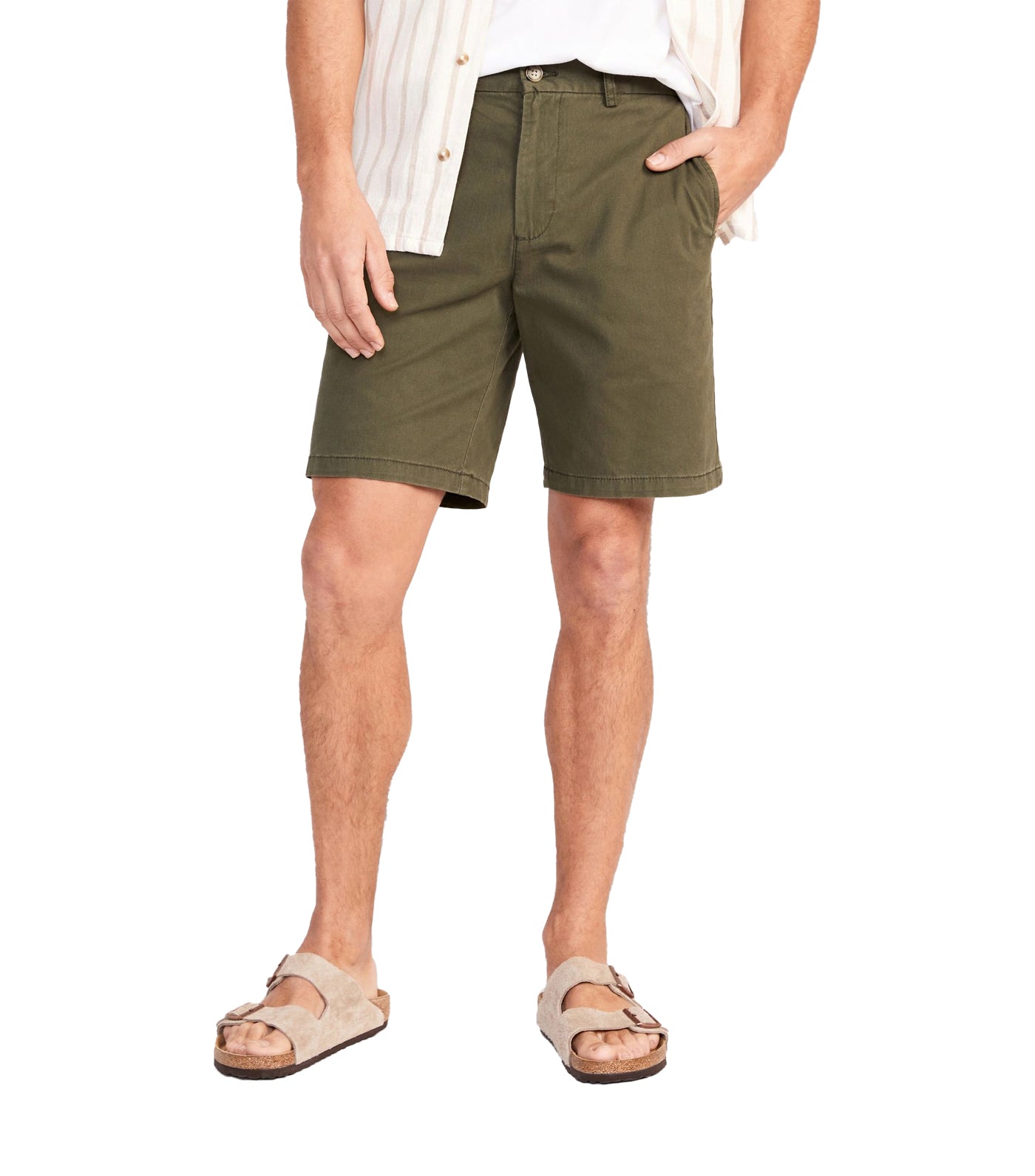Slim Built-In Flex Rotation Chino Shorts for Men 9" Inseam Heritage Green