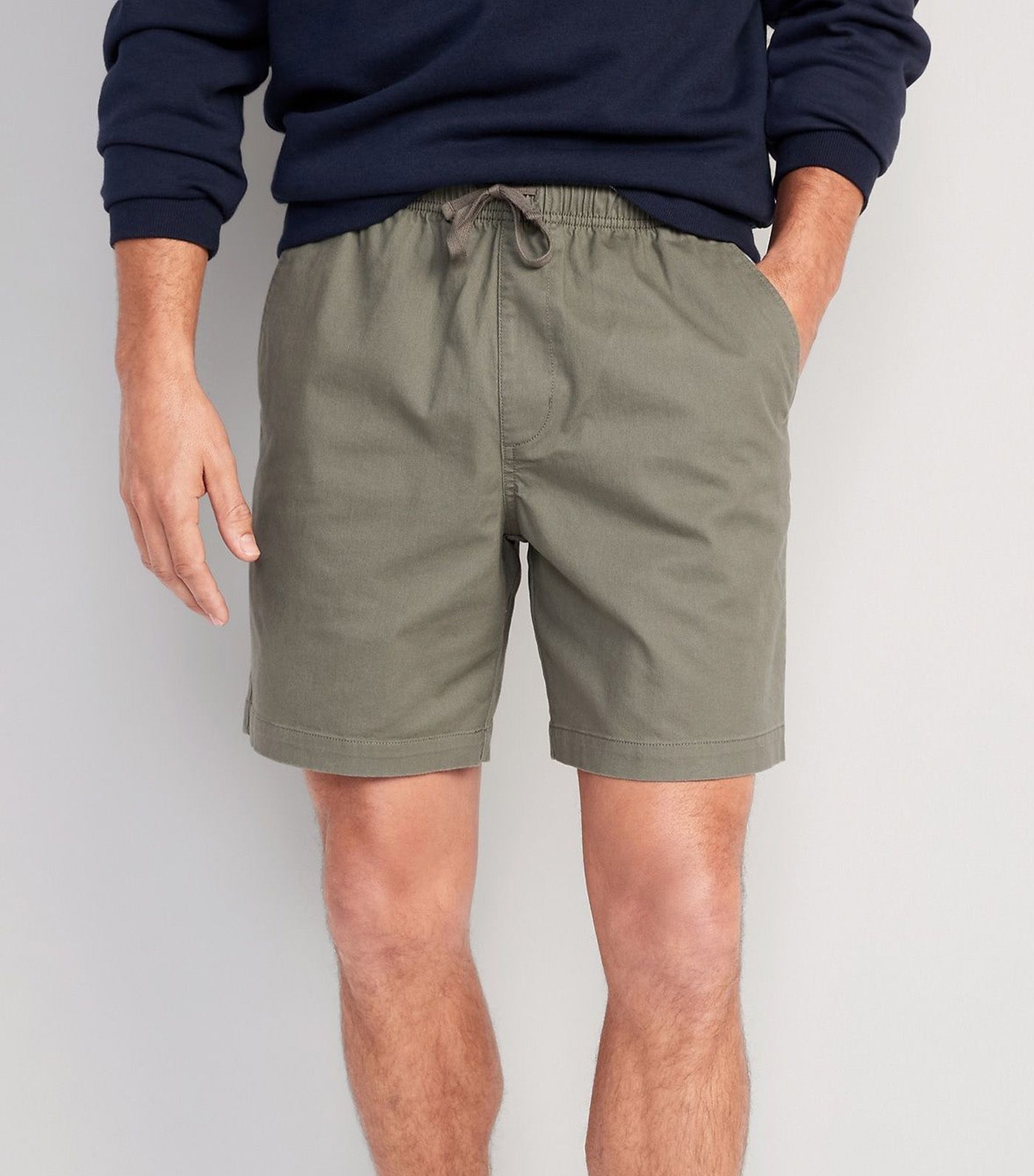 Pull-On Chino Jogger Shorts for Men - 7-inch inseam Stone Wall
