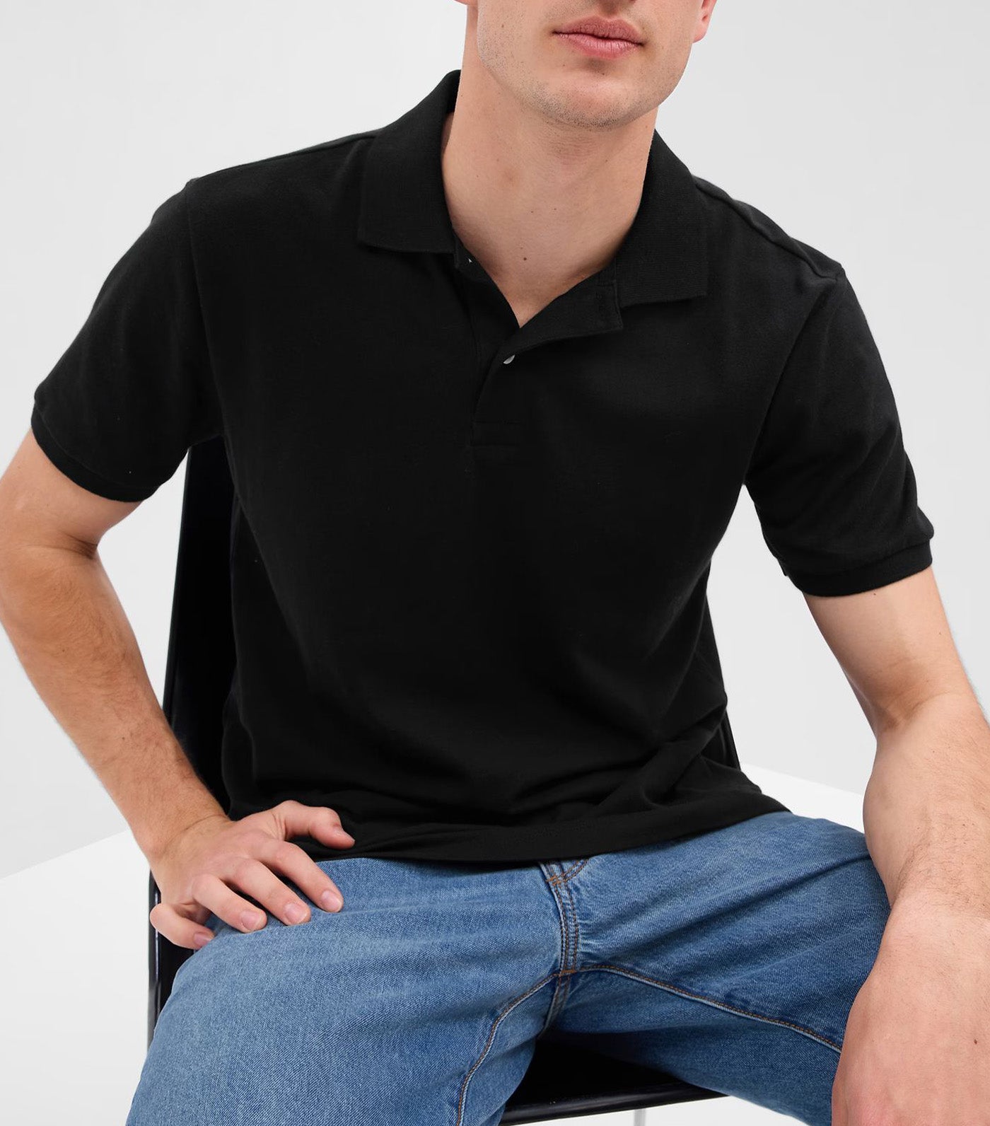 GAP Stretch Pique Polo Shirt True Black
