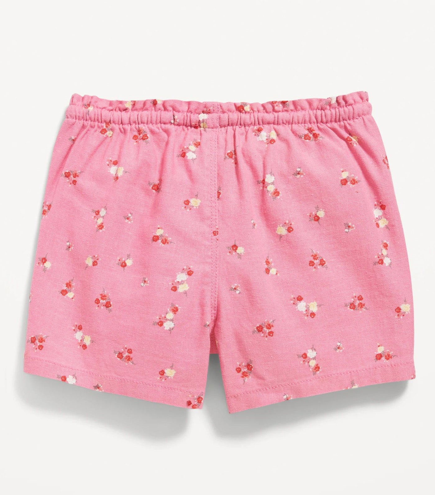 Functional Drawstring Linen-Blend Pull-On Shorts for Toddler Girls - Pink Floral