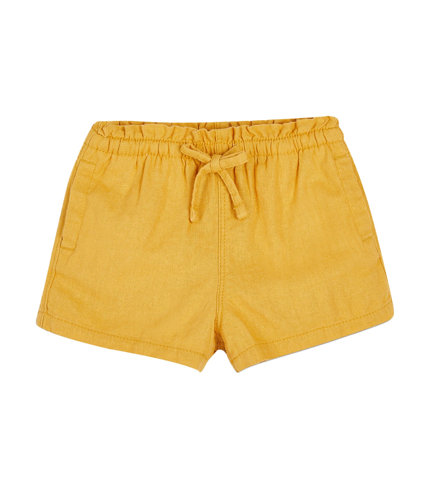 Functional Drawstring Linen-Blend Pull-On Shorts for Toddler Girls - Sweet Pollen