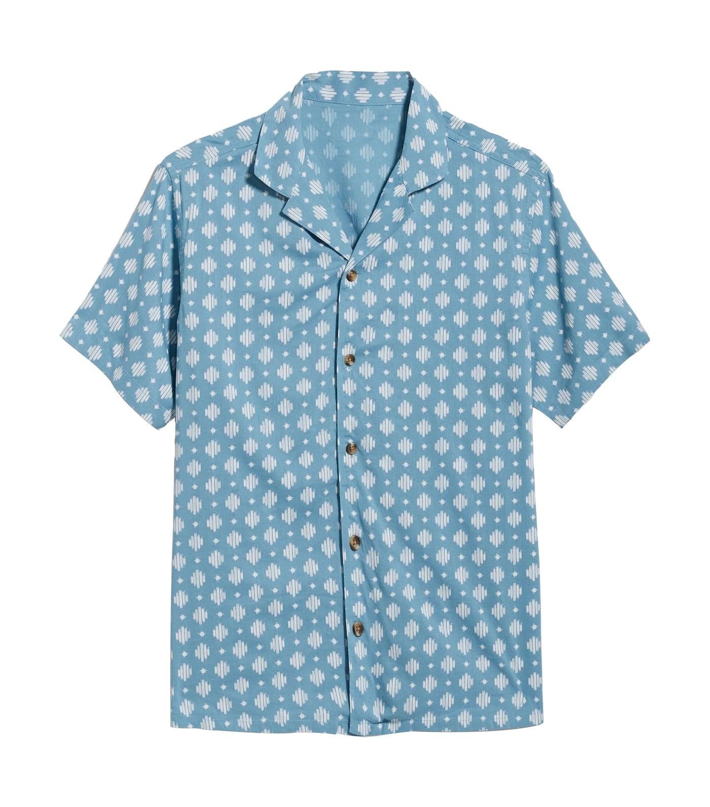 Short-Sleeve Printed Camp Shirt for Men Blue Geo