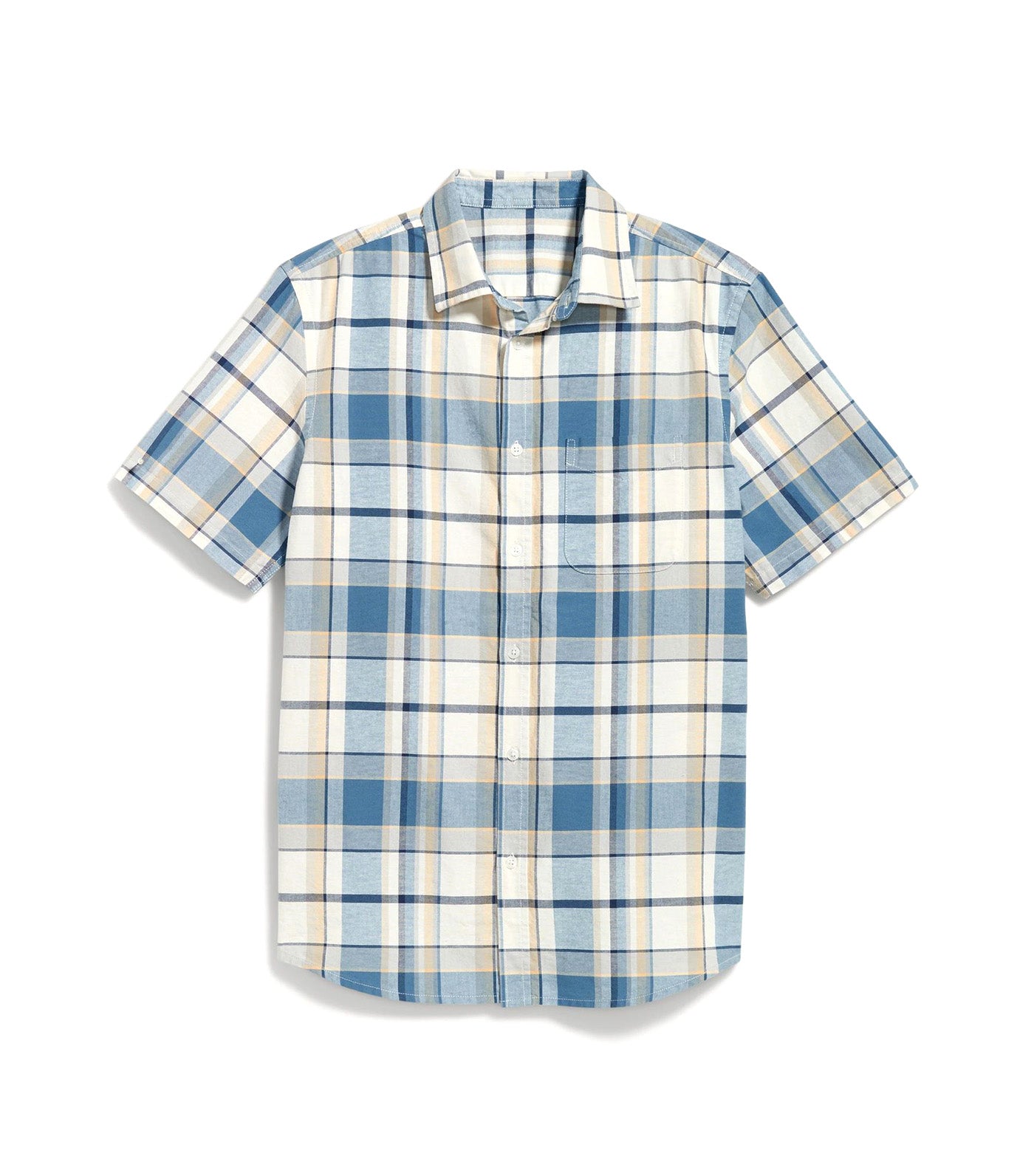 Regular-Fit Everyday Oxford Shirt for Men Blue Yellow Plaid