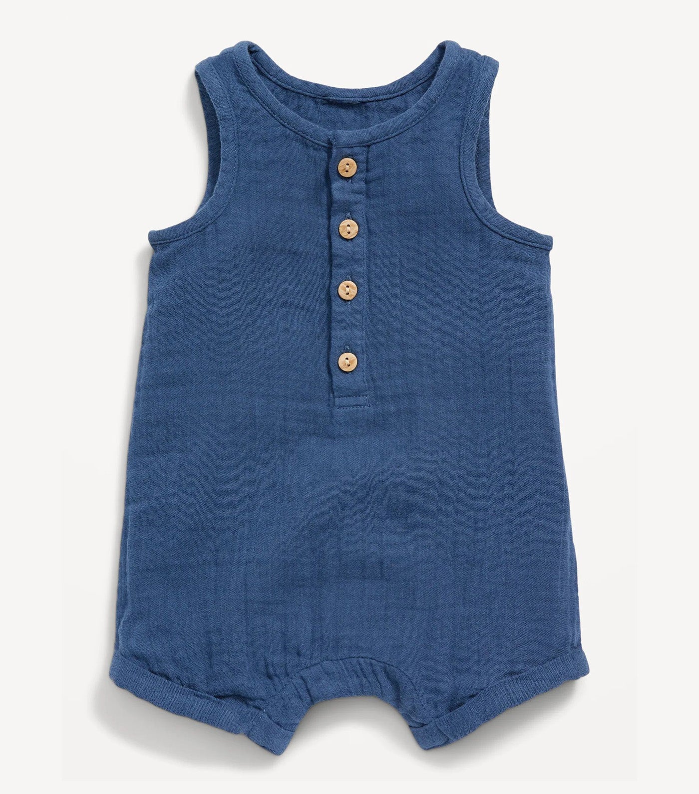 Unisex Sleeveless Henley Romper for Baby - Calm Night