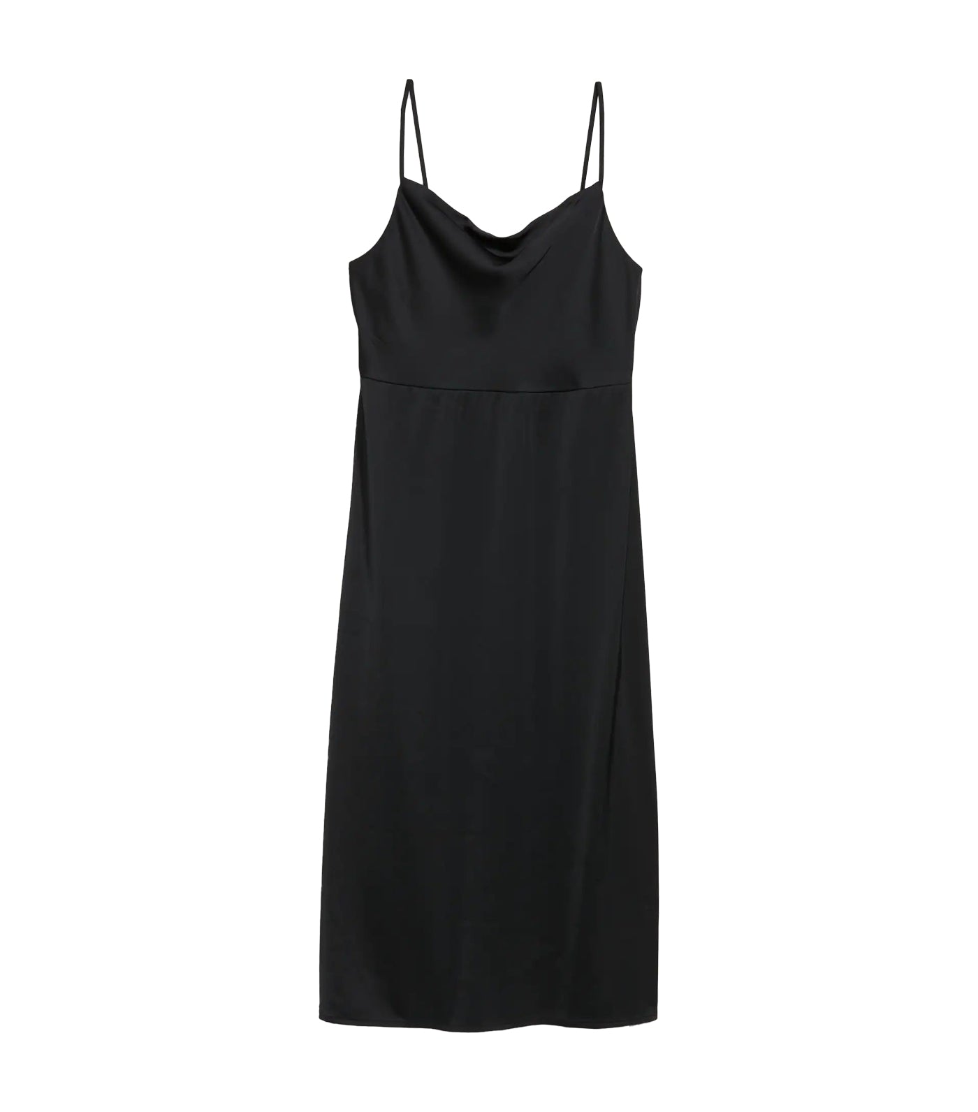 Cowl-Neck Satin Midi Slip Dress for Women Black Jack
