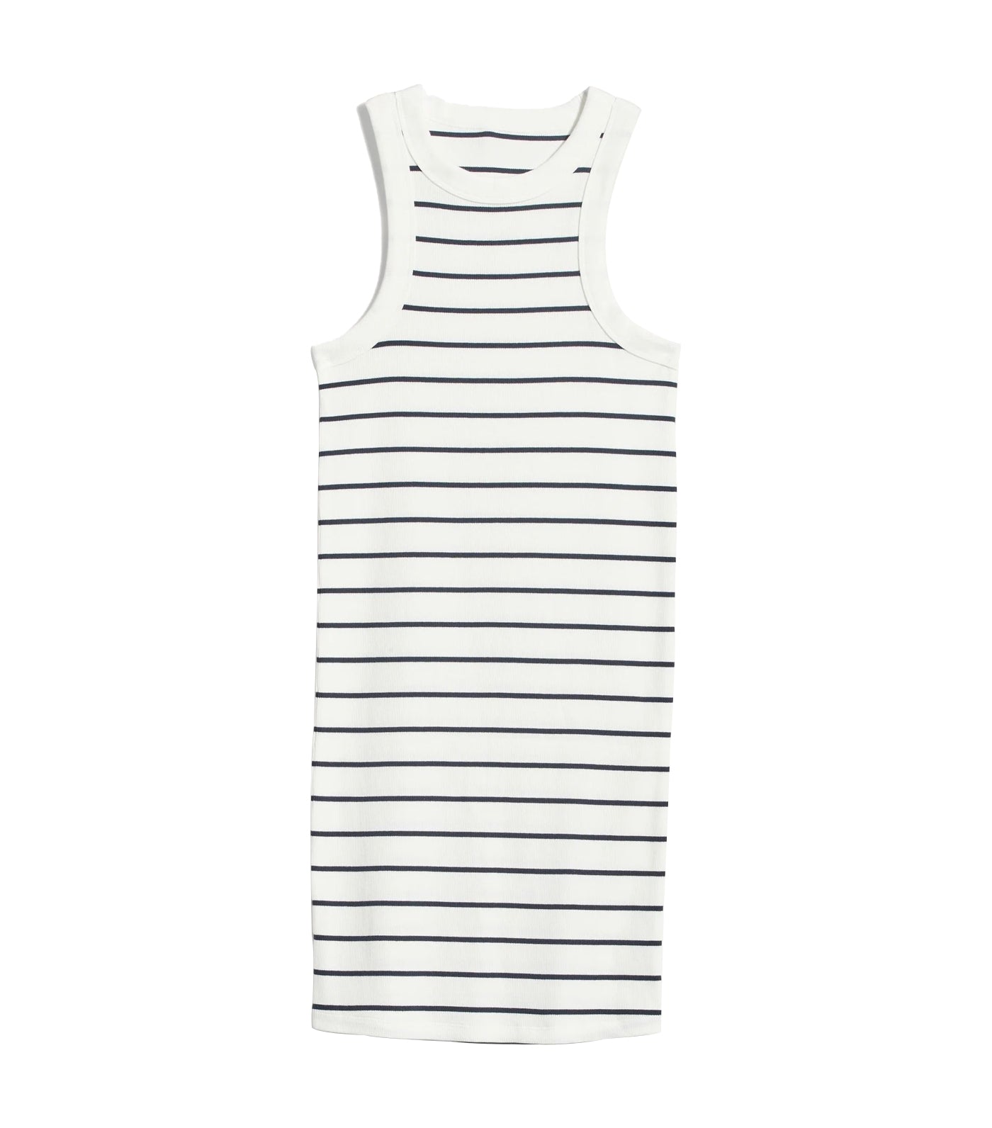 Fitted Striped Sleeveless Rib-Knit Mini Dress for Women ON White Stripe