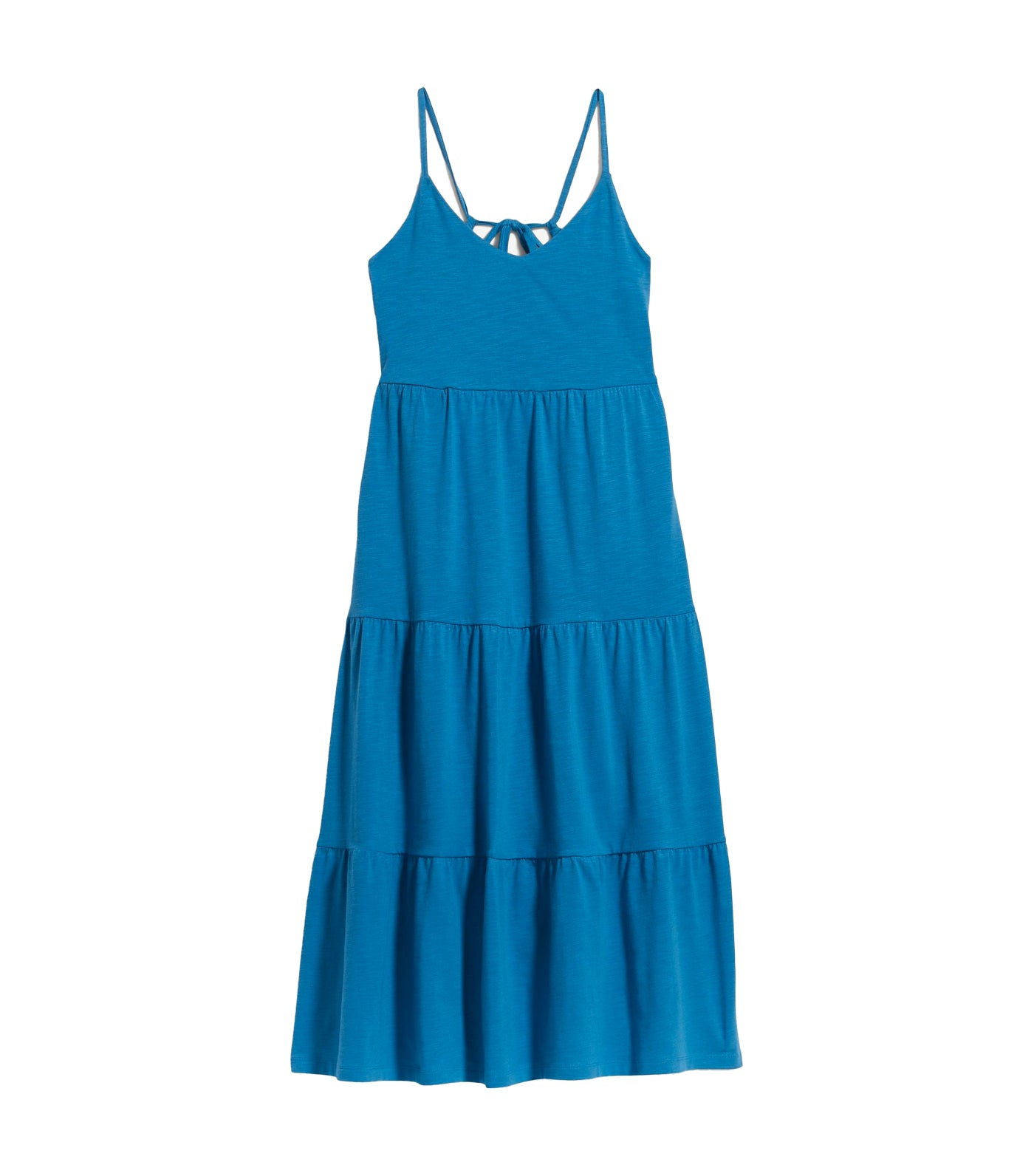 Tie-Back Tiered Midi Cami Swing Dress for Women Batik Blue