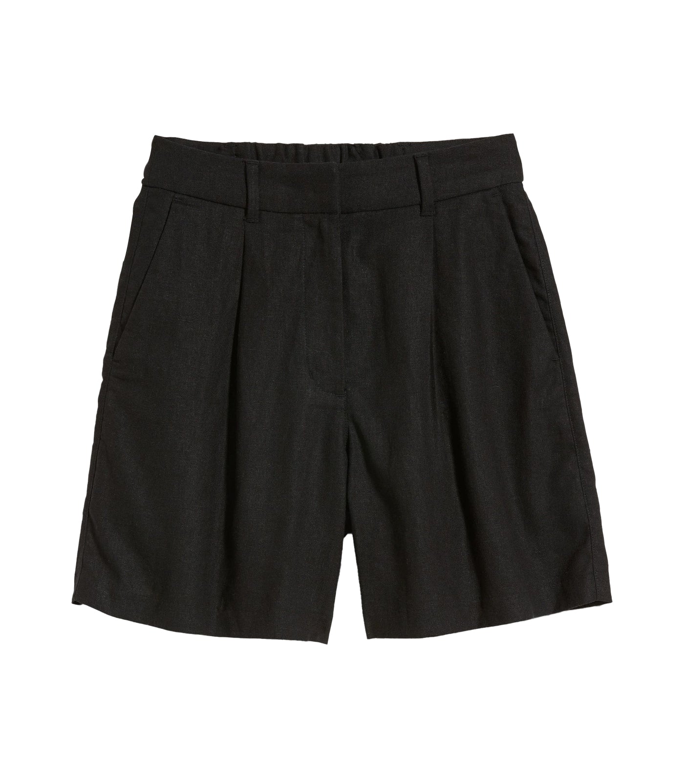 Extra High-Waisted Linen-Blend Trouser Shorts for Women 6-Inch Inseam Black Jack