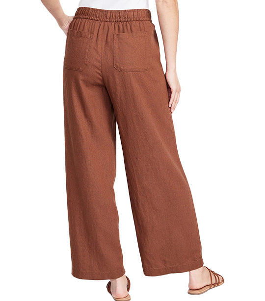 High-Waisted Linen-Blend Wide-Leg Pants for Women Maplewood