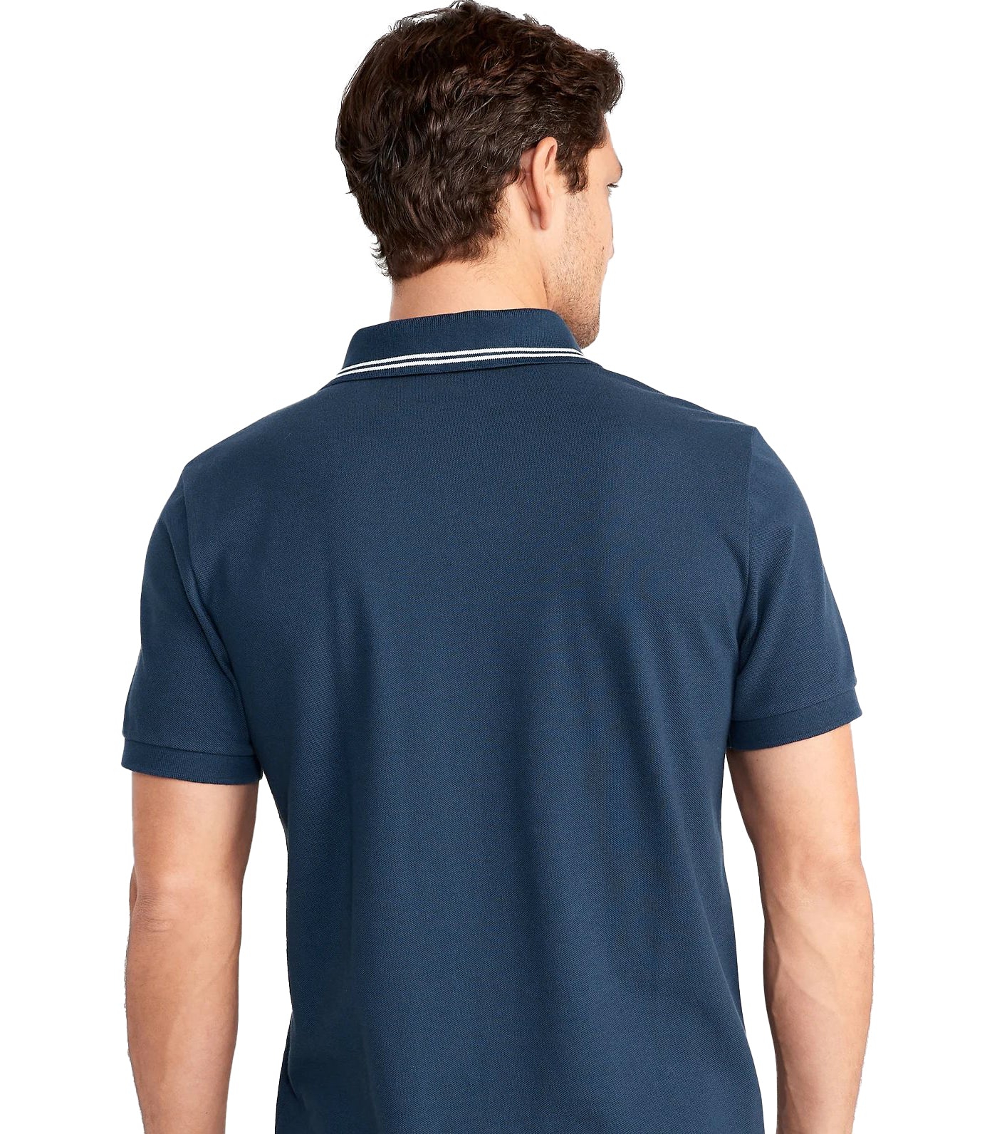 Tipped-Collar Classic Fit Pique Polo for Men Obscure Night