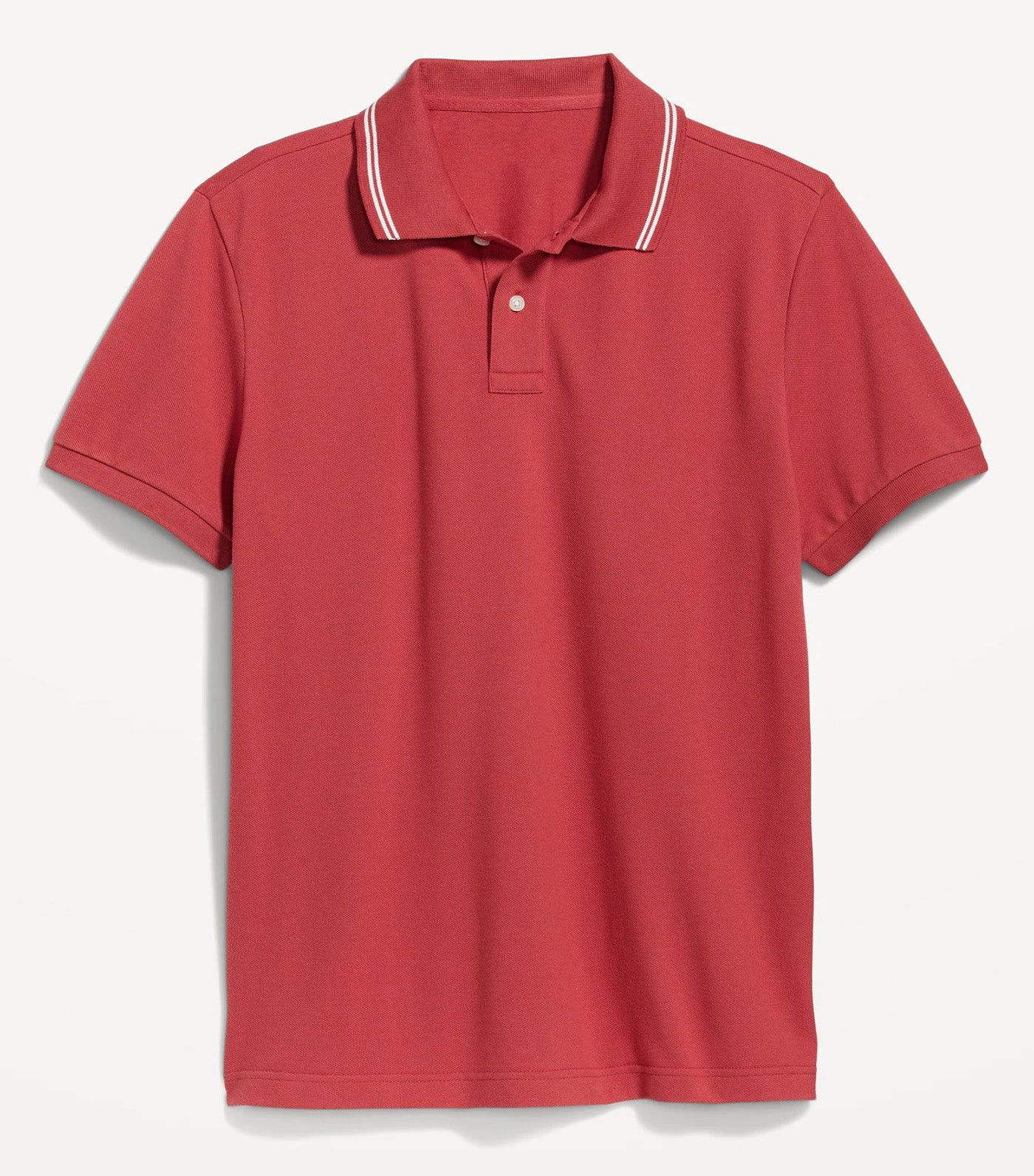 Tipped-Collar Classic Fit Pique Polo for Men Tomato Juice