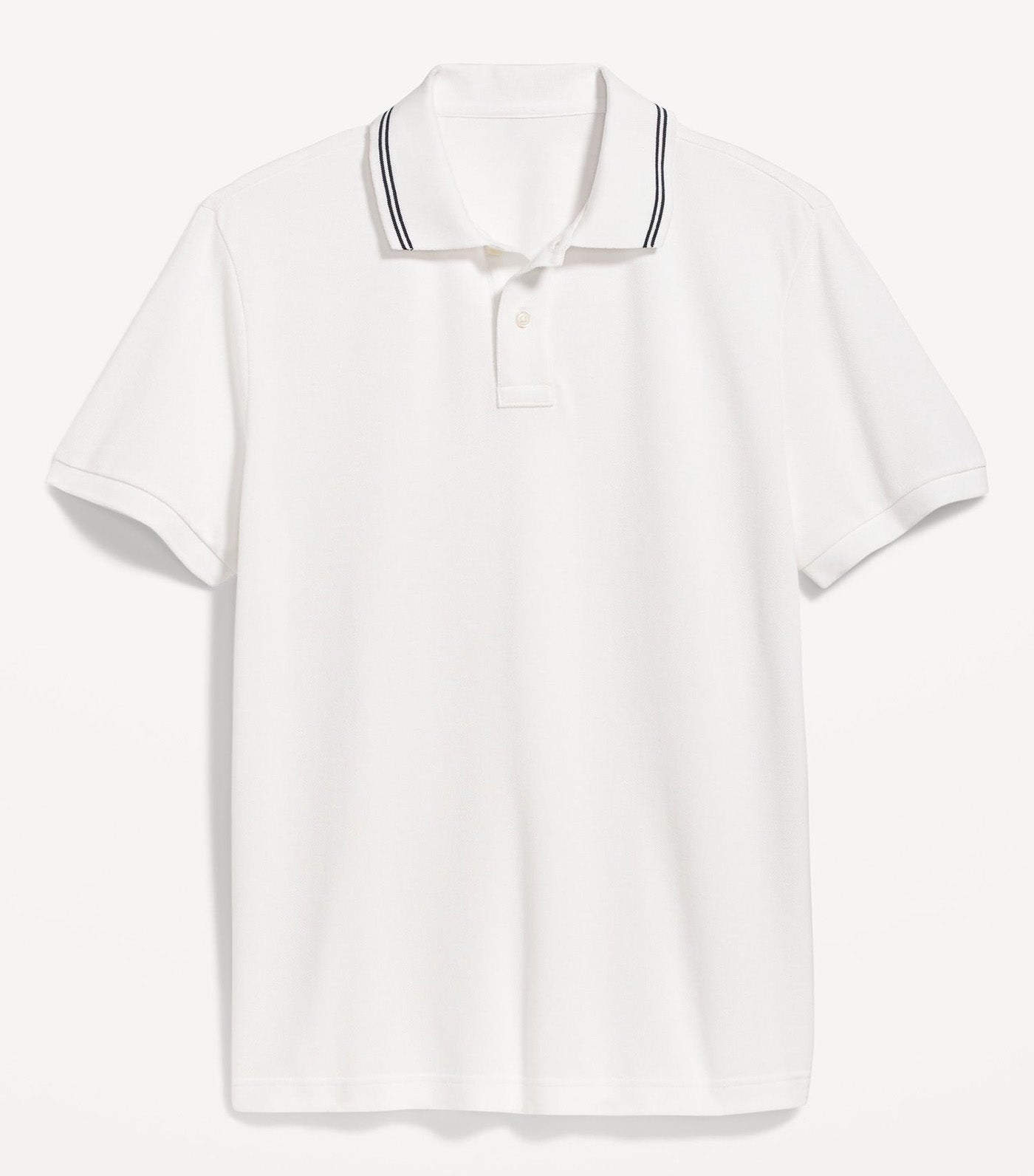 Tipped-Collar Classic Fit Pique Polo for Men White/Navy