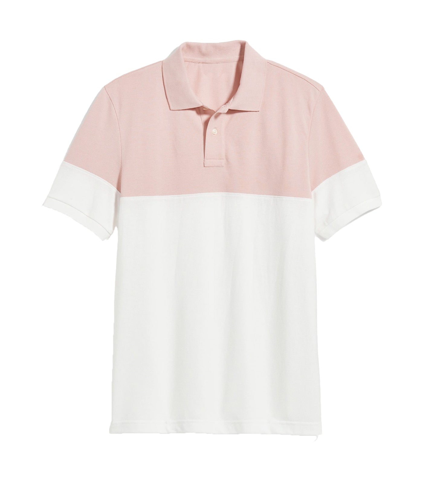 Color-Block Classic Fit Pique Polo for Men Pink and White