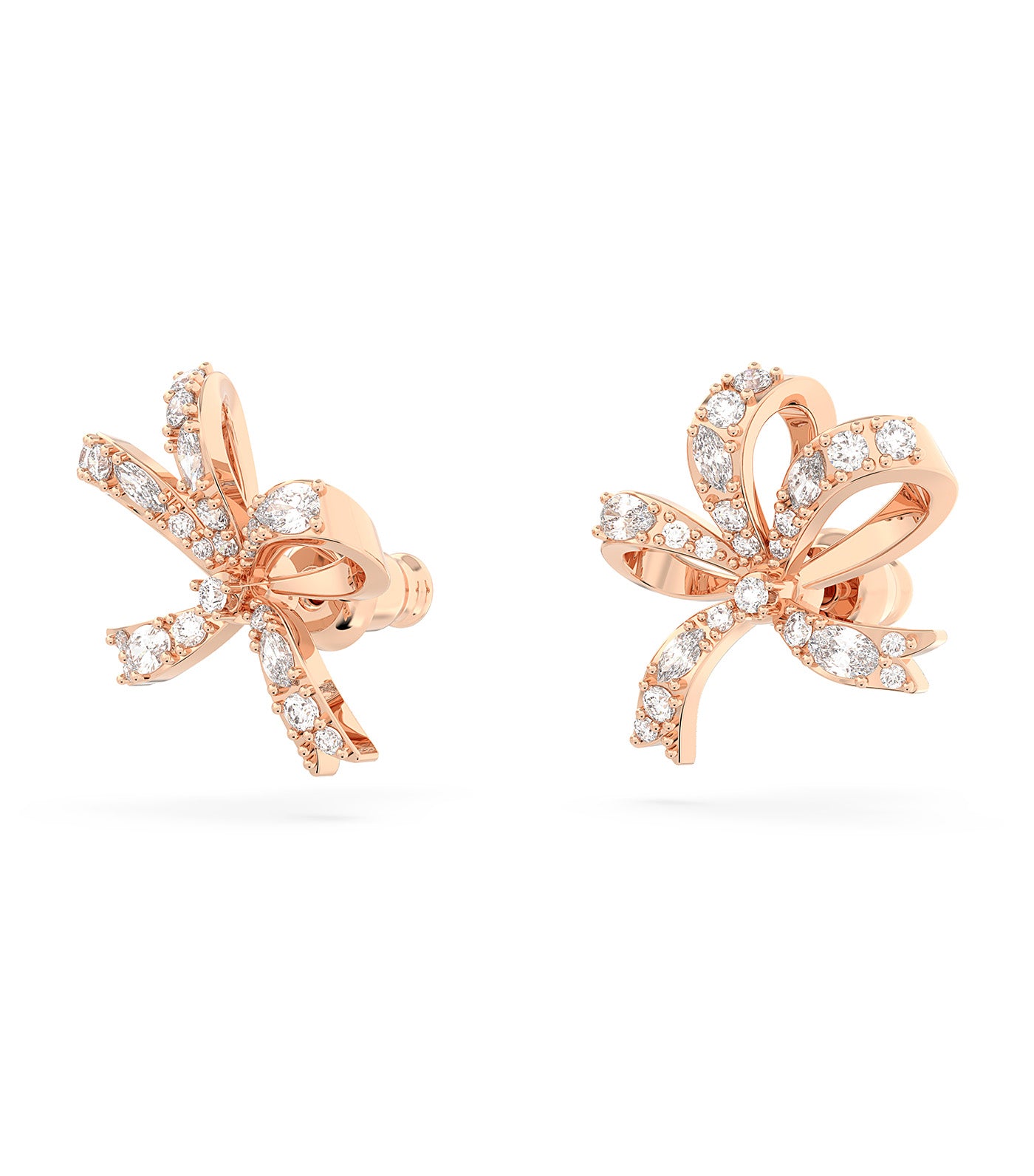 Volta Stud Earrings Bow Small White Rose Gold-Tone Plated