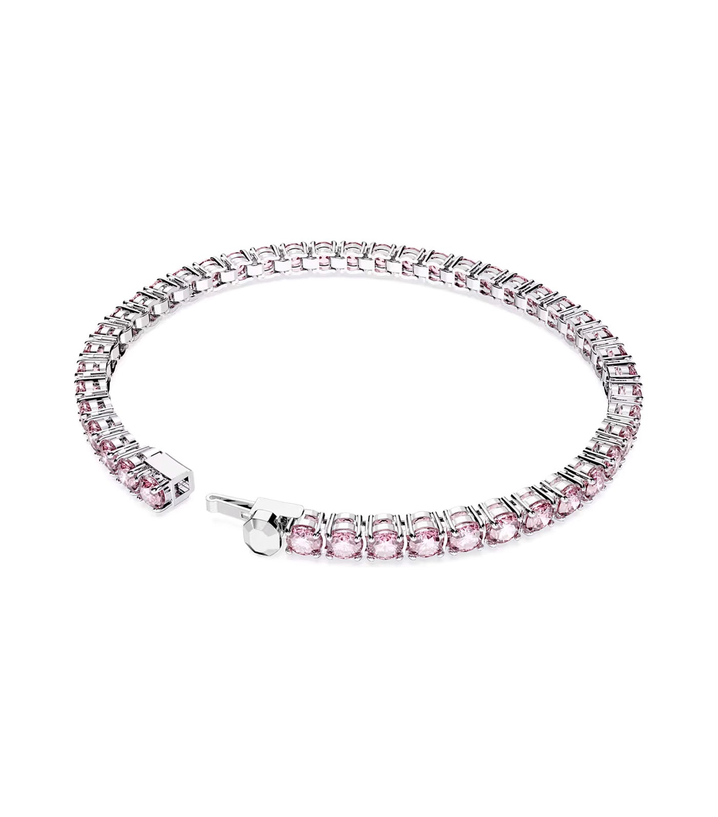 Matrix Tennis Bracelet Large Round Cut, Pink, Rhodium Plated