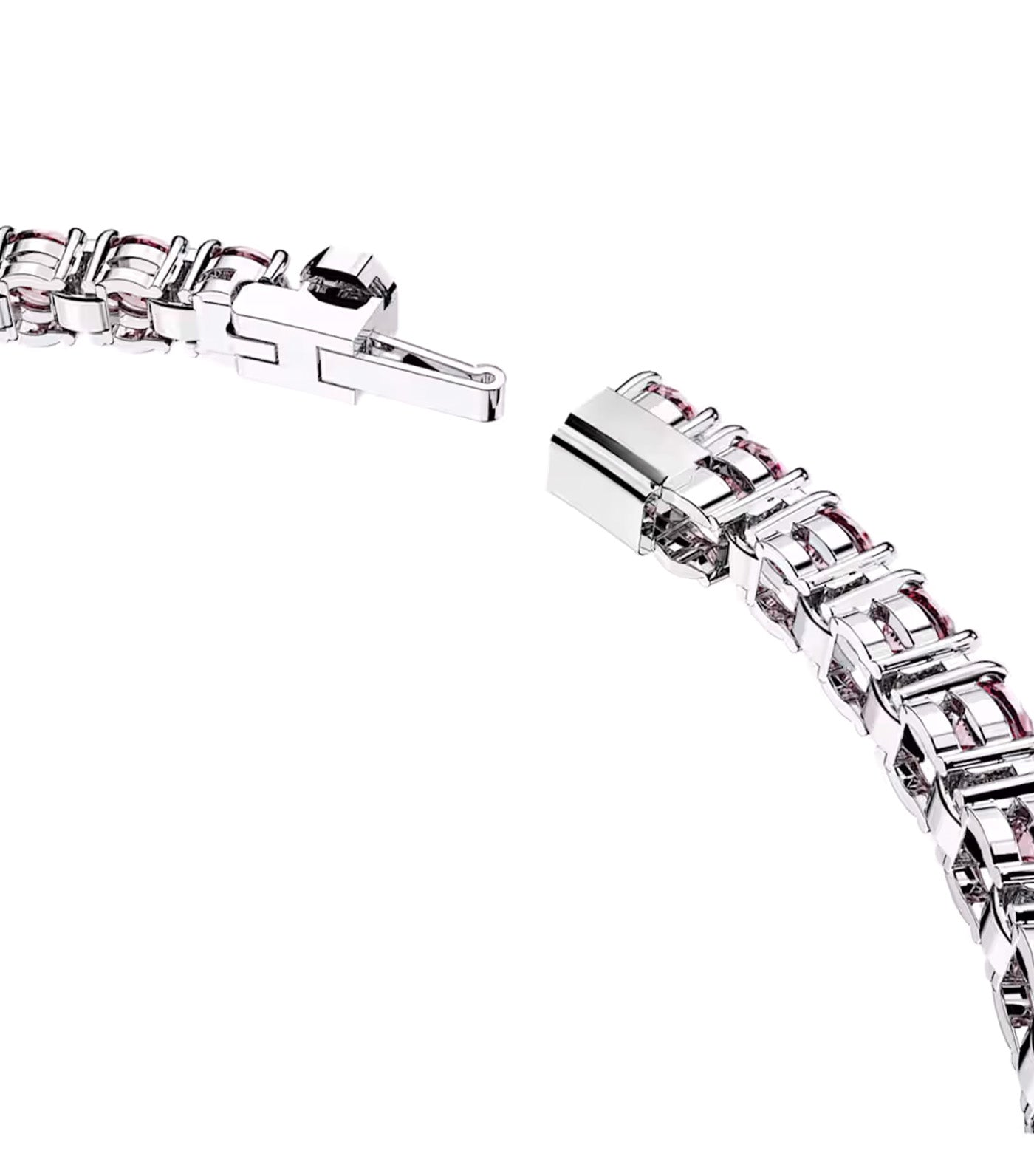 Matrix Tennis Bracelet Large Round Cut, Pink, Rhodium Plated