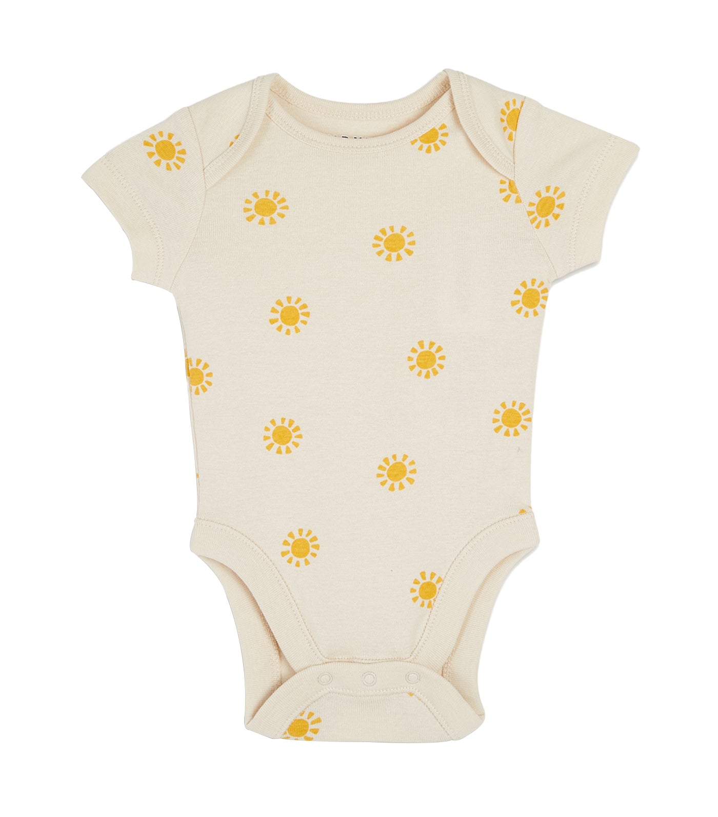 Unisex Short-Sleeve Sunny Printed Bodysuit for Baby Beige