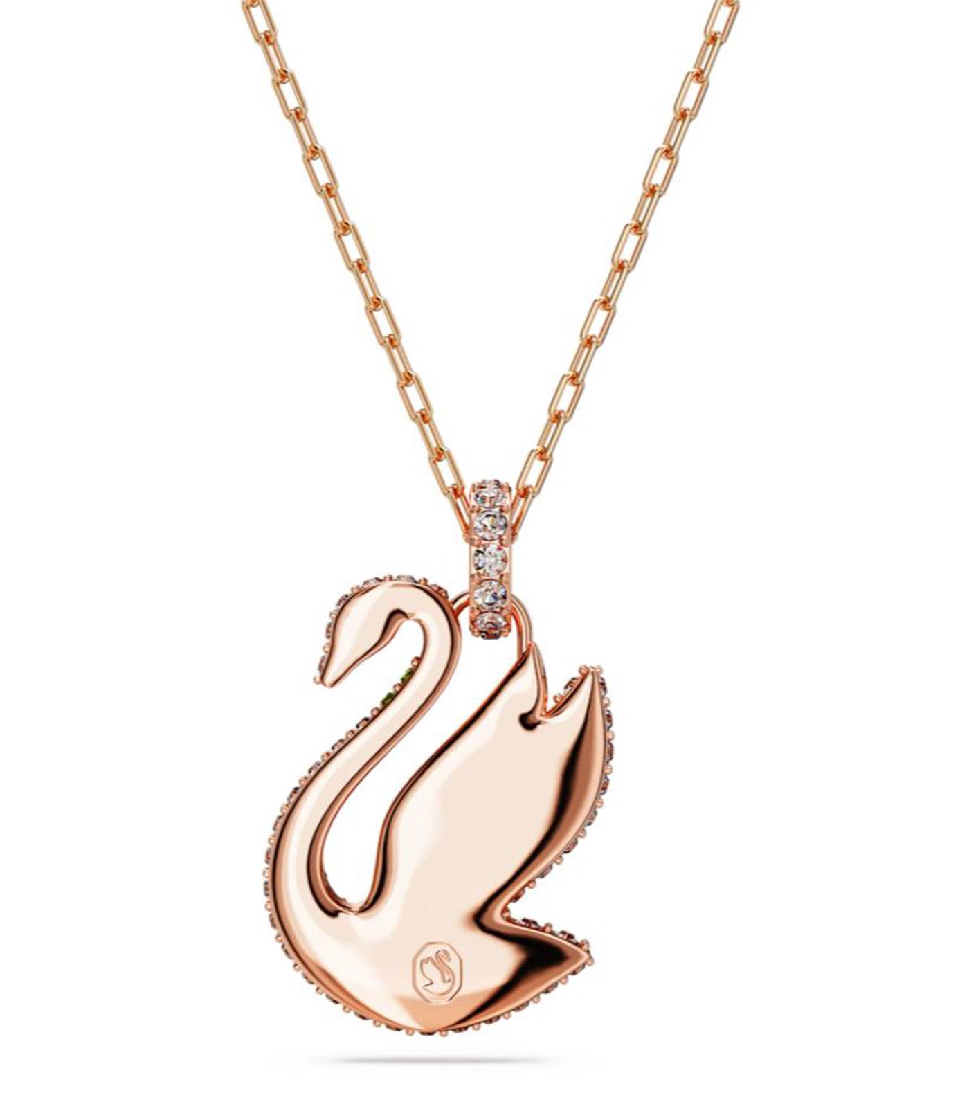 Iconic Swan Pendant Green Rose Gold-tone Plated
