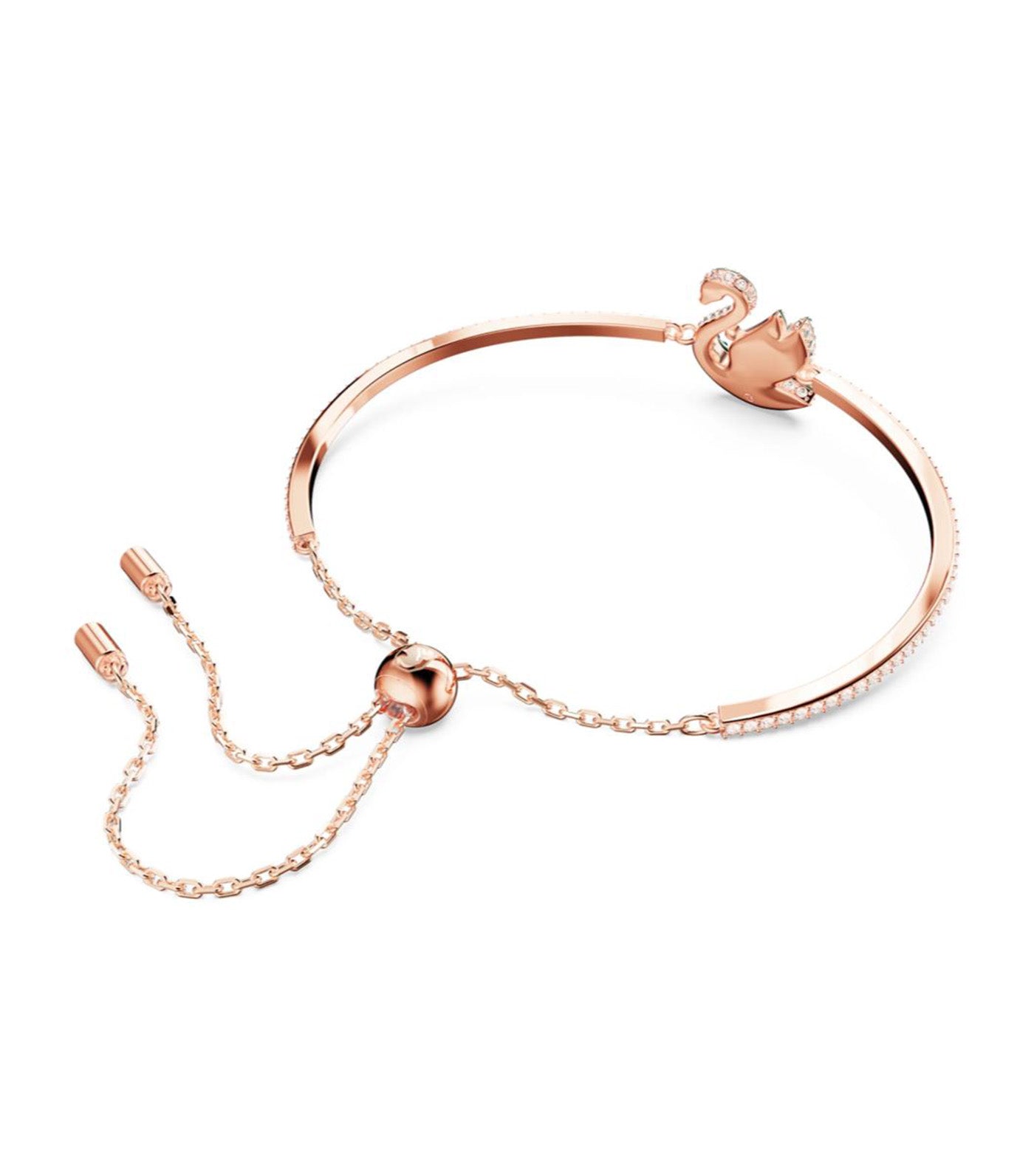 Iconic Swan Bangle Green Rose Gold-tone Plated