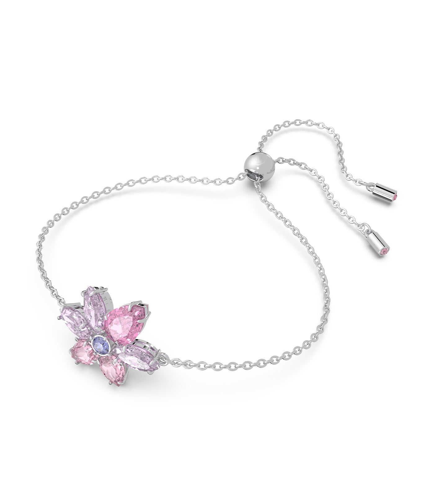 Gema Bracelet, Mixed Cuts, Flower, Pink, Rhodium-Plated Multi